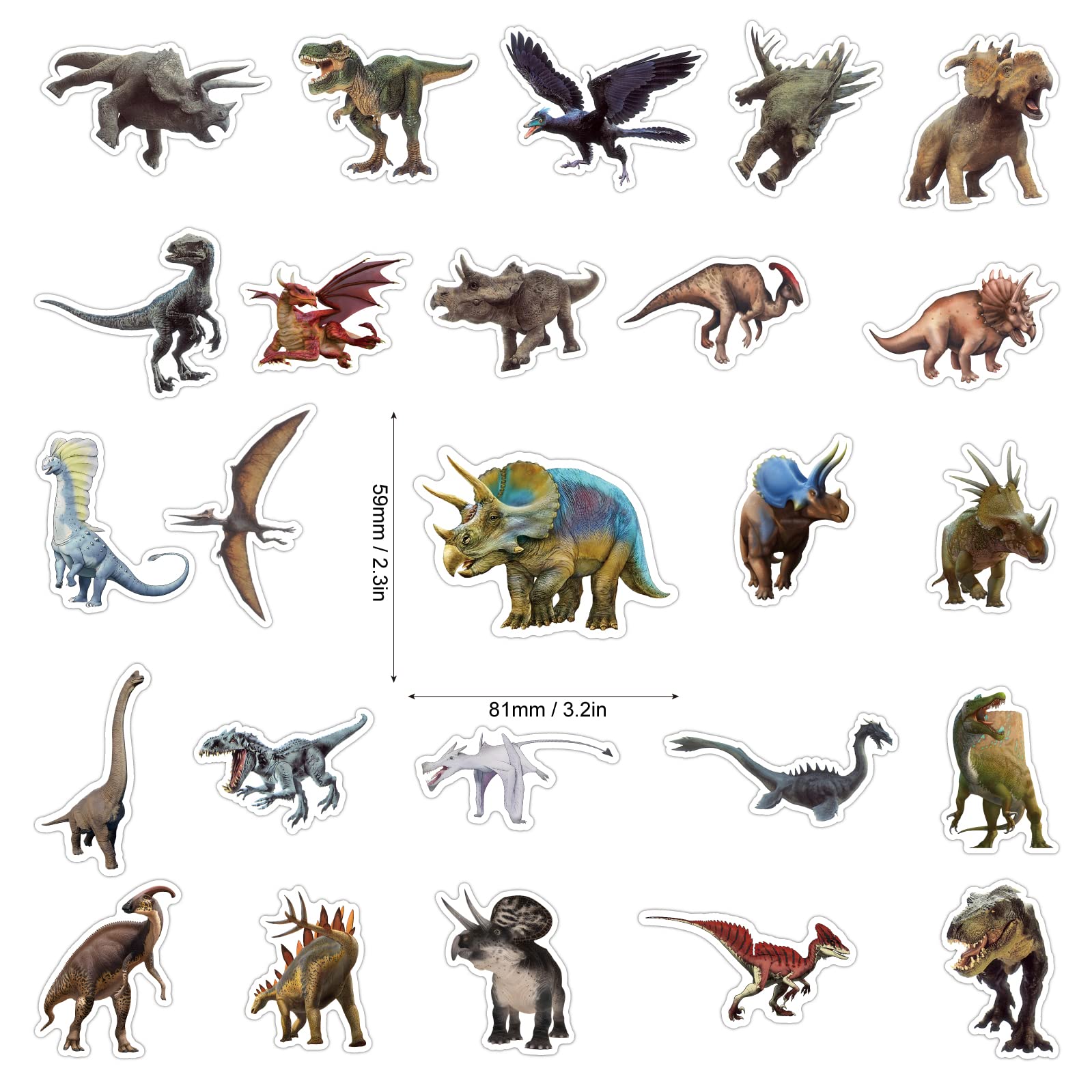Bonitzdm 104-Piece Dinosaur Stickers Pack - Realistic Dino Decals for Laptops, Water Bottles, Luggage & Scrapbooking | Perfect Gift for Kids, Teens & Adults | Great for School, Travel & DIY Crafts