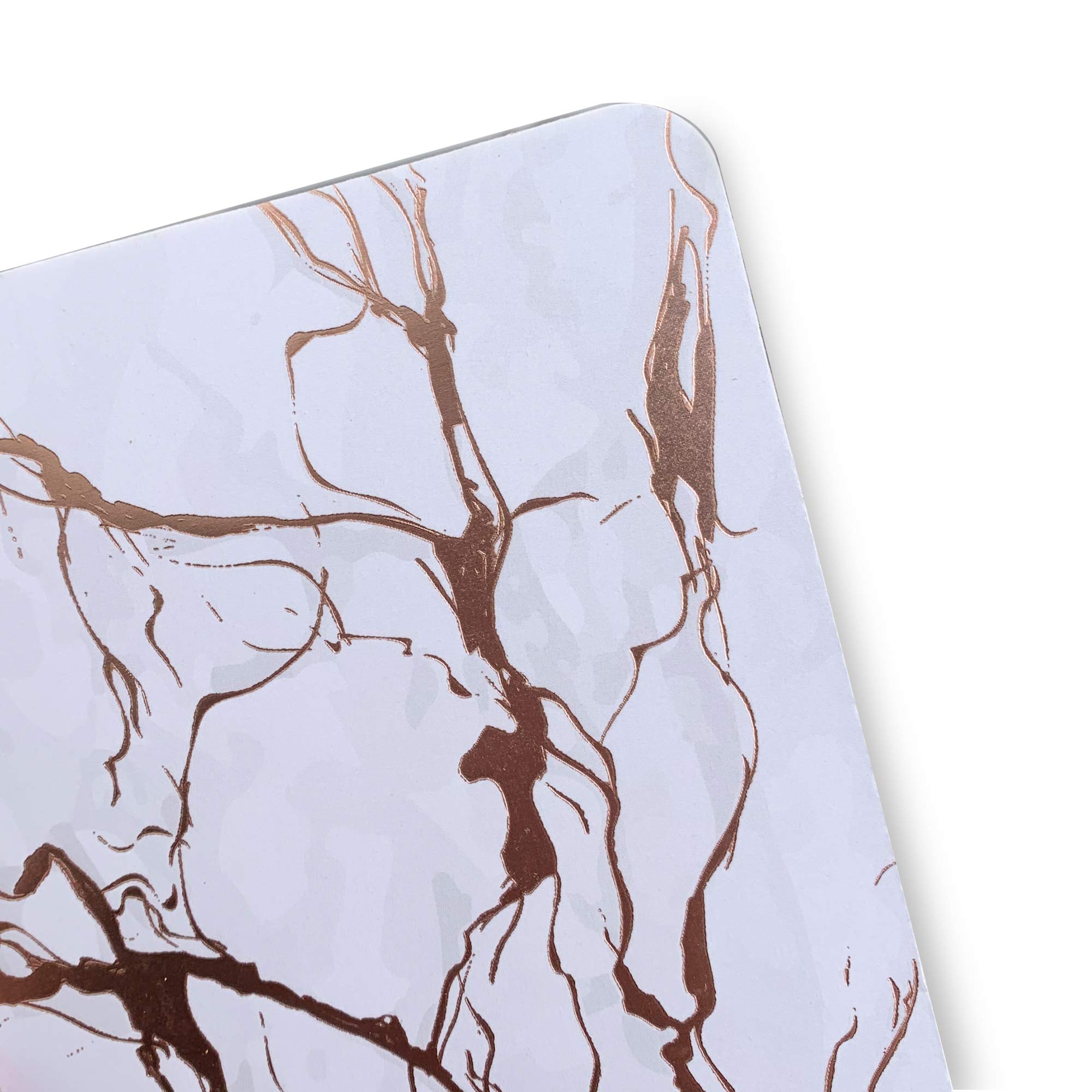 Elegant Marble and Cork Placemat Set - 8 Placemats & 8 Coasters with Rose Gold Trim | Perfect for Dining Table, Coffee Table, and Home Decor