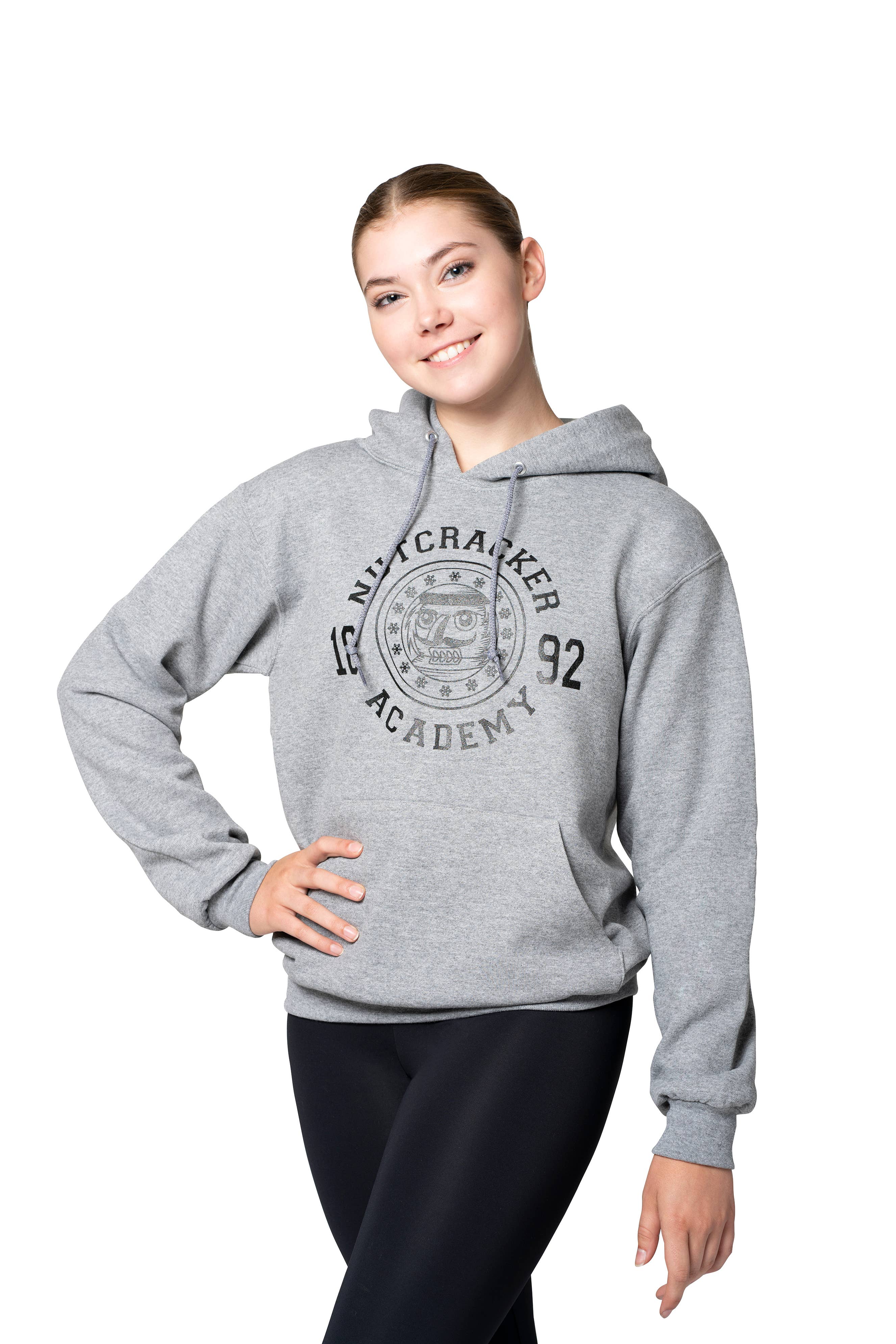Girls Nutcracker Academy Gray Hoodie - Cozy Pullover Sweatshirt for Kids, Warm Fleece Lined Hooded Jacket - Perfect for School, Playdates & Winter Outings
