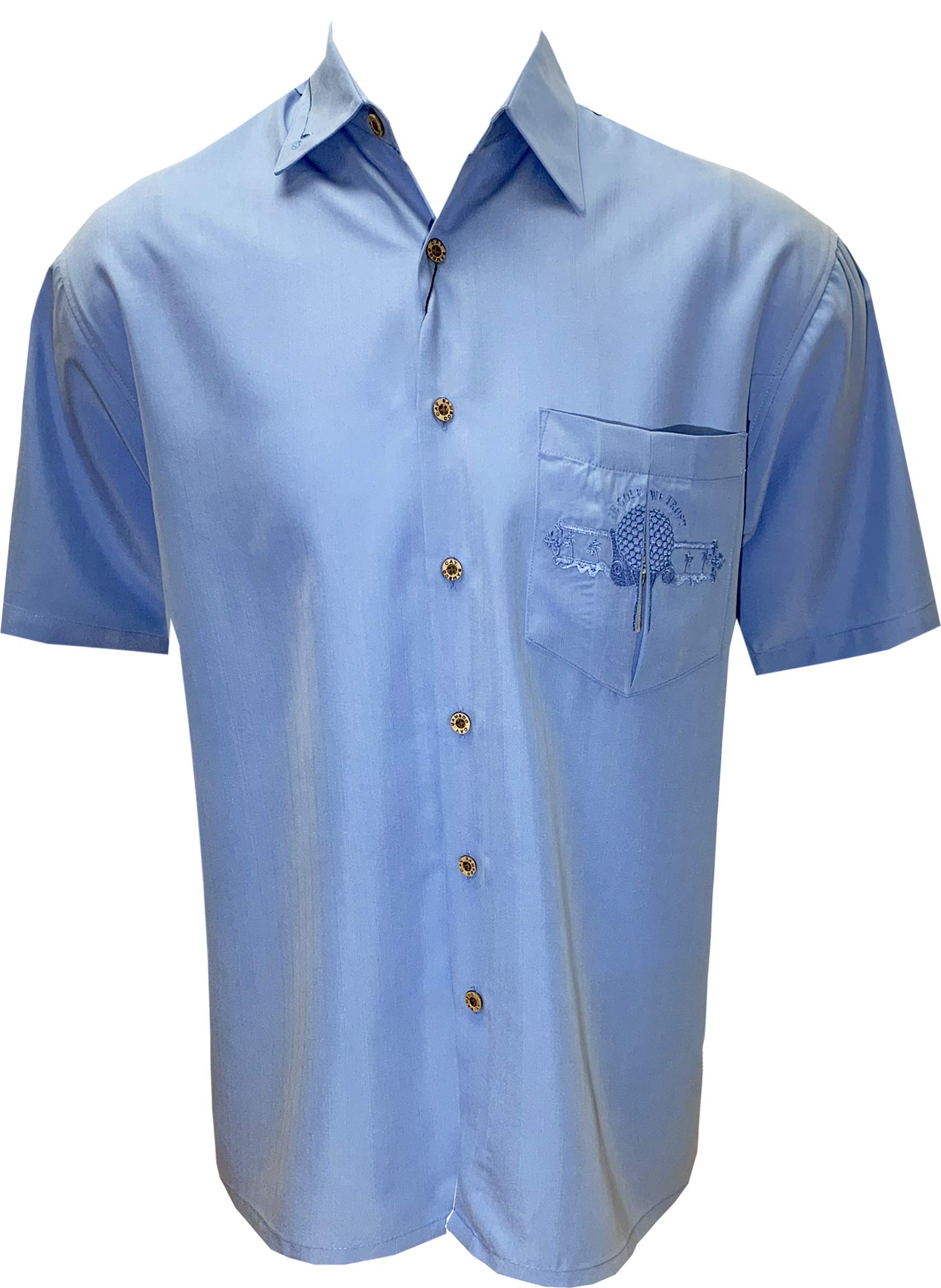 Bamboo Cay Men's Short Sleeve Embroidered Hawaiian Shirt - Relaxed Fit Tropical Button Down Shirt for Summer Vacation & Beach Party (3XL, Cobalt Blue)