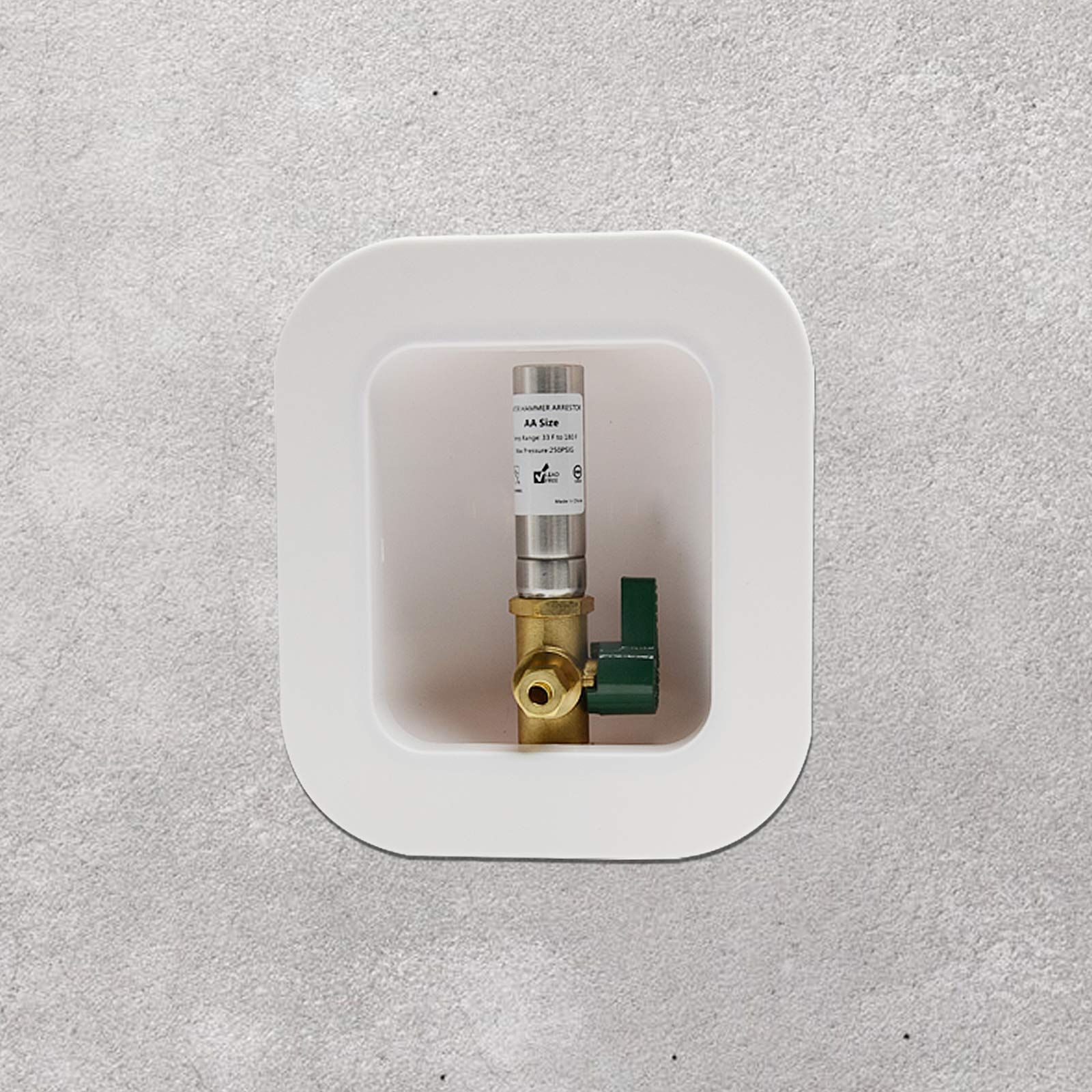 Solimeta Ice Maker Outlet Box with Water Hammer Arrestor - PEX Connection & Stop Valve - Laundry Box for Water Machines - Perfect for Home Ice Makers & Washing Machine Installations