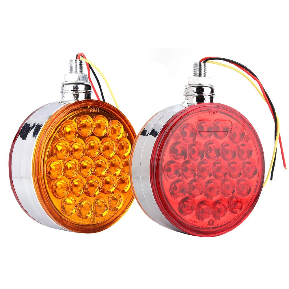 Qiilu 48-LED Double Face Single Stud Mount Side Marker Light - Reflective Sealed LED Marker Light for Trucks & Trailers - Waterproof & Durable for Night Driving & Road Safety