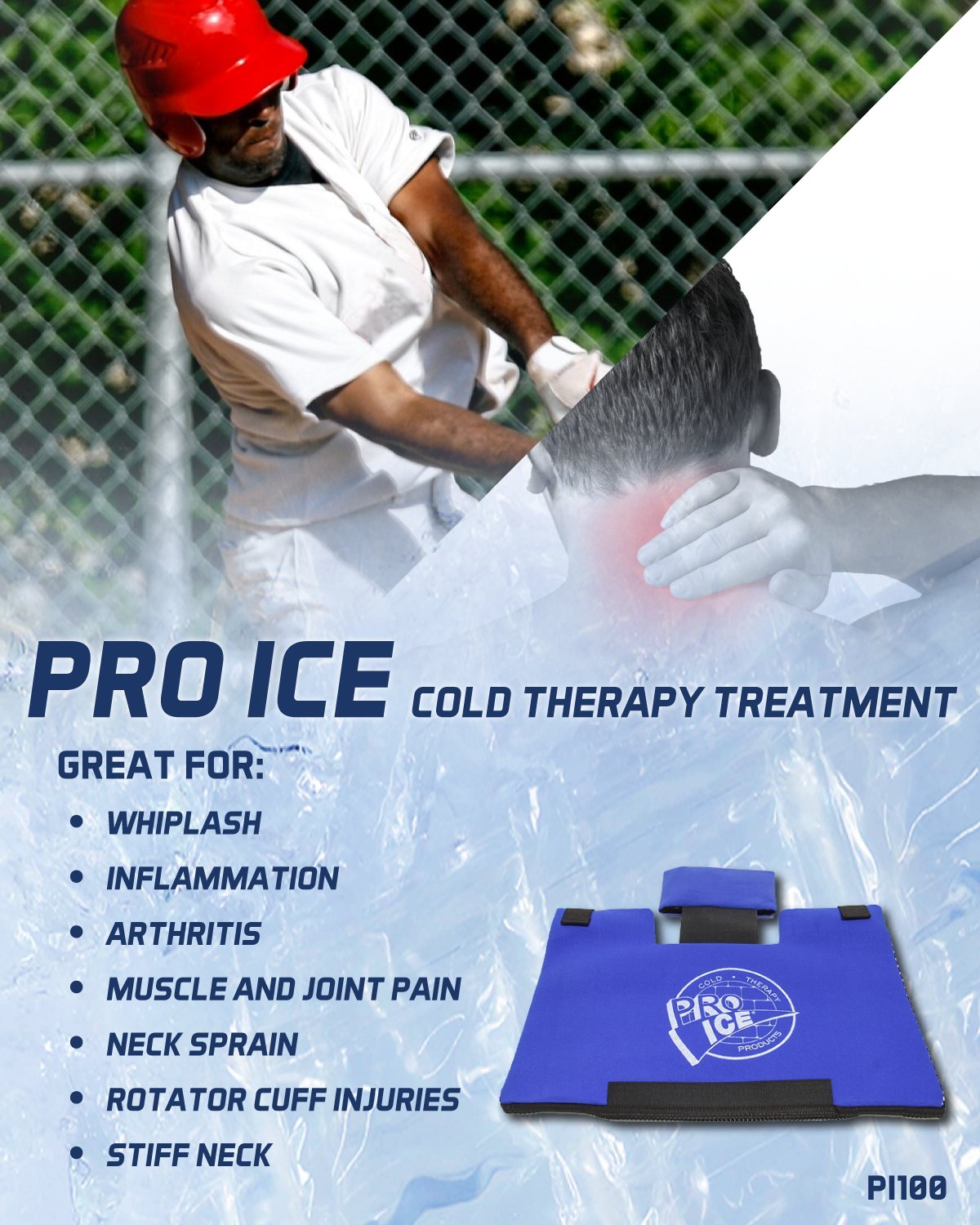 Pro Ice Scapula & Cervical Cold Therapy Wrap with Removable Ice Packs - Adjustable Shoulder & Neck Ice Wrap for Muscle & Joint Pain Relief - Includes 1 Wrap & 4 Gel Ice Inserts - Perfect for Post-Workout Recovery, Injury Rehabilitation & Chronic Pain Management