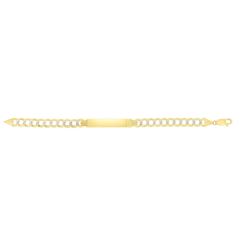 14K Gold 10mm Pave Curb ID Bracelet for Women - Elegant Cubic Zirconia Tennis Chain Link Bangle - Perfect for Gifts, Anniversaries & Special Occasions