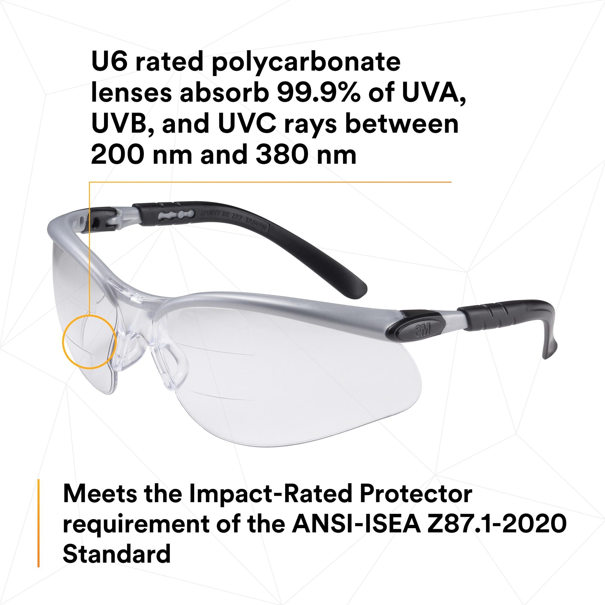 3M BX Dual Reader Protective Eyewear 11459-00000-20 - Clear Anti-Fog Safety Glasses for Reading & Work - Perfect for Lab, Workshop, and DIY Projects
