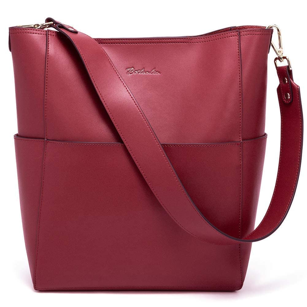 BOSTANTEN Genuine Leather Women's Designer Handbag - Stylish Tote, Shoulder & Bucket Purse with RFID Blocking Wallet Set | Perfect for Work, Travel & Everyday Use