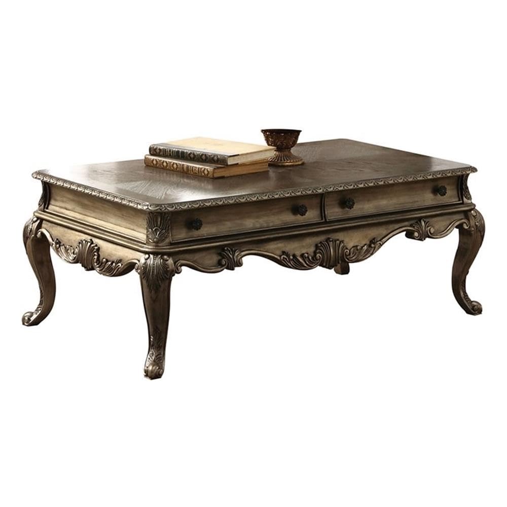 Vintage Oak Coffee Table with 2 Drawers - Living Room Storage Solution