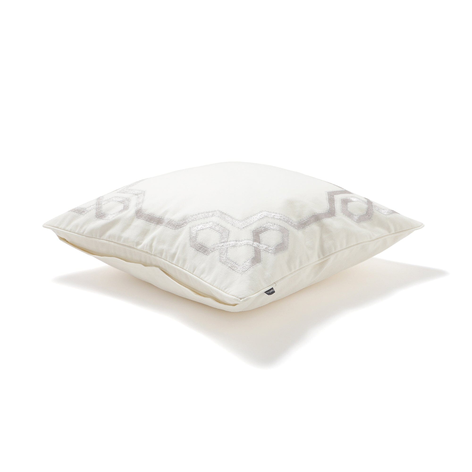 Premium Embroidery Frame Cushion Cover 450x450mm - Soft White & Gray Home Decor for Sofa, Bed, or Chair - Elegant and Durable Living Room Accessory