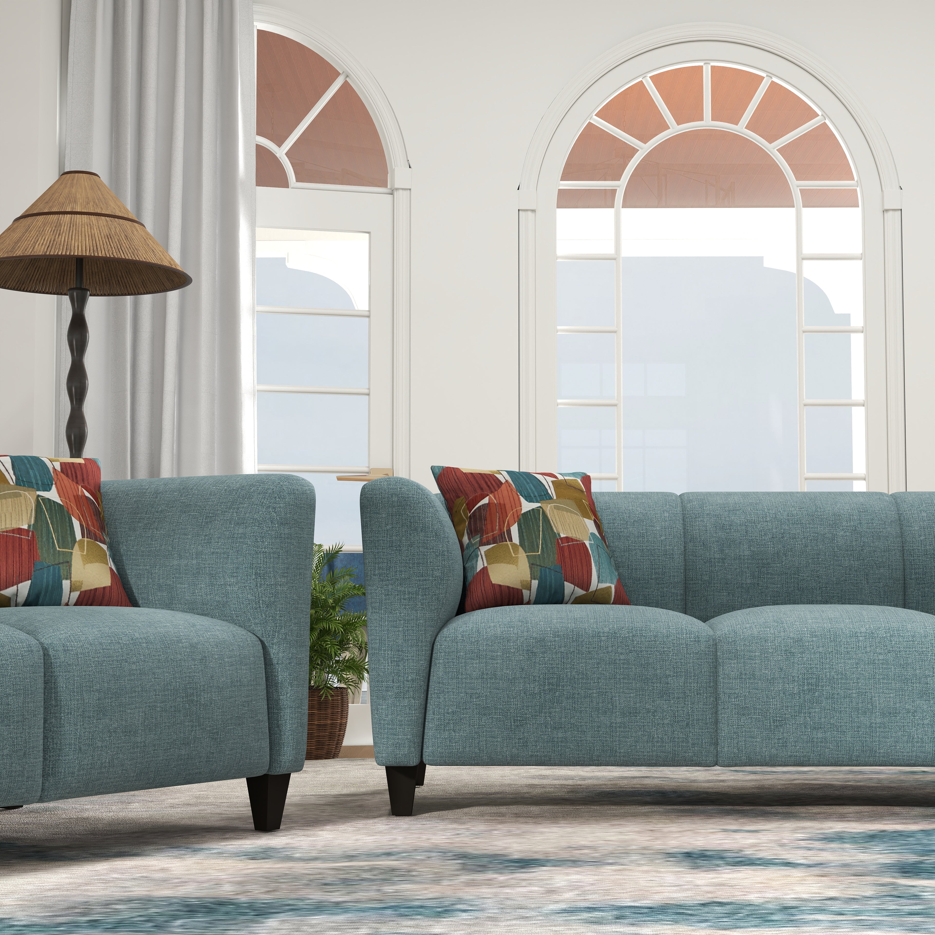 Roundhill Furniture Della Upholstered Sofa and Loveseat Set - Modern Living Room Furniture for Small Spaces | Perfect for Apartments, Condos & Cozy Homes