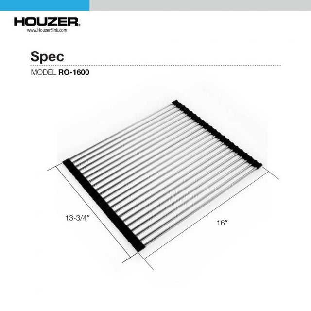 Houzer Stainless Steel Rolling Mat RO 1600 - Premium Kitchen Dough Rolling Mat for Baking, Cooking & Pastry Making - Non-Stick Surface, Easy to Clean, Durable for Home & Professional Use