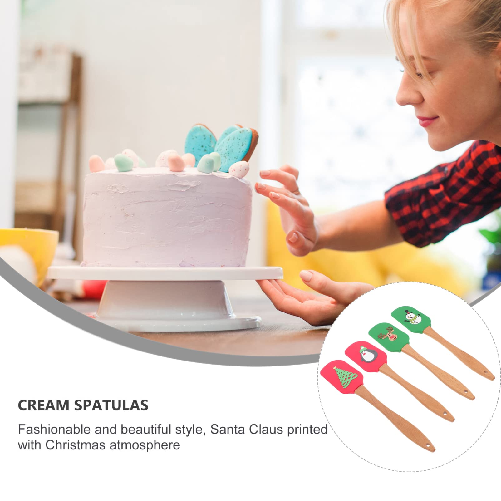Hemoton 4-Piece Silicone Spatula Set - Heat-Resistant Kitchen Scrapers for Baking, Cooking, Cake Decorating & Pastry Making - Non-Stick Flexible Handled Spatulas for Mixing, Spreading & Frosting - Perfect for Home Bakers & Professional Chefs