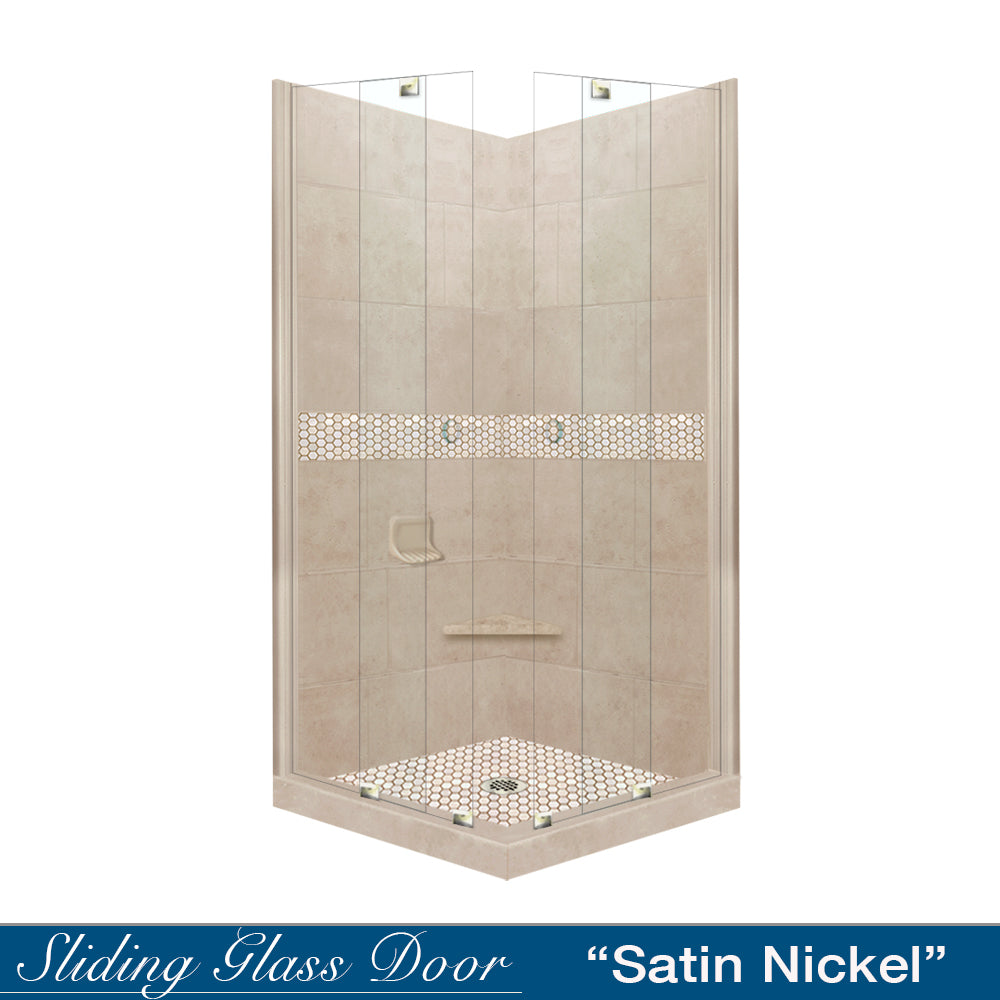 Premium Brown Sugar Sistine Stone & Honey Hex Mosaic Tile - DIY Shower Remodel Kit for Bathroom, Kitchen Backsplash & Flooring Accent Wall