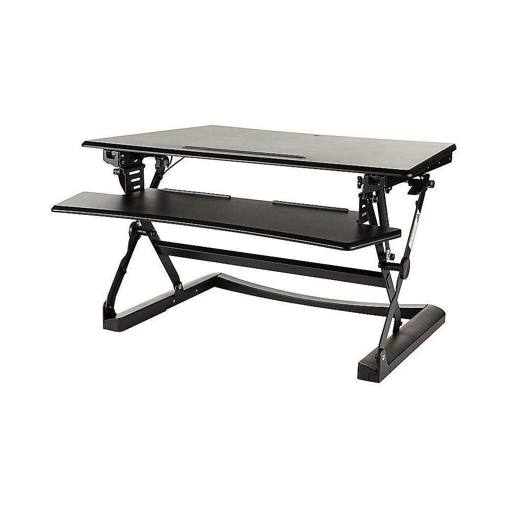 STAPLES 2452742 Adjustable Sit to Stand Desk Riser - 35 Inch Height Adjustable Standing Desk Converter for Home & Office Workspace