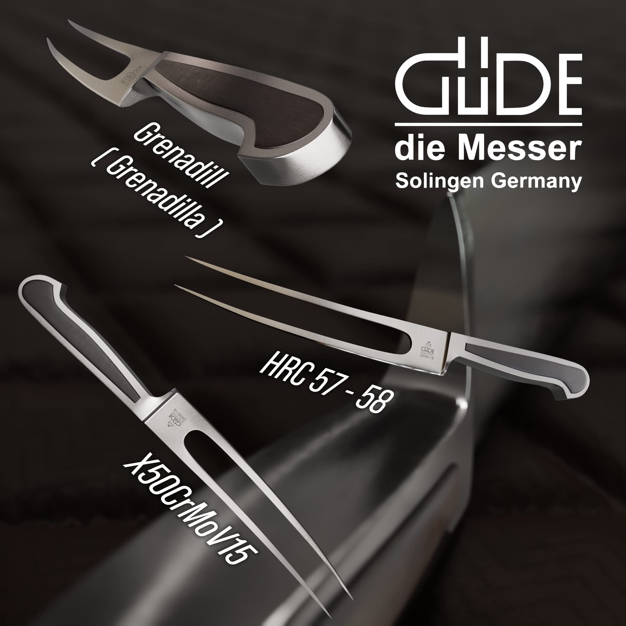 Premium Güde Delta Series 7-Inch Hand-Forged Stainless Steel Fork with African Blackwood Handle - Razor Sharp Hand-Sharpened Blade - Perfect for Fine Dining, BBQ, and Gourmet Cooking