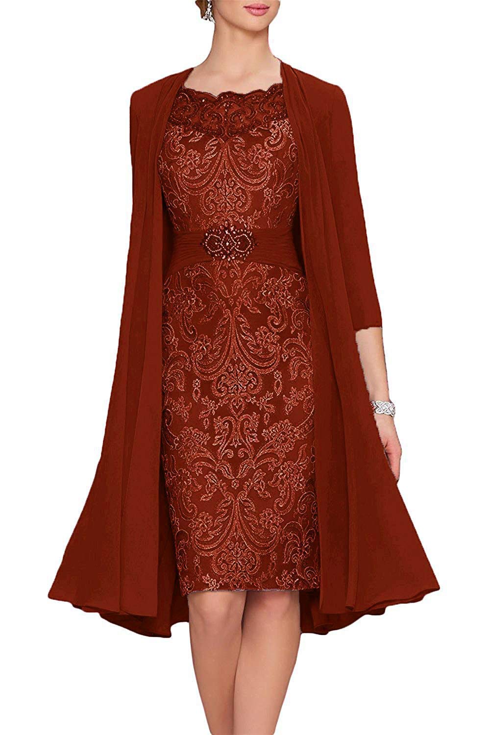Ailidaw Women's 2 Piece Elegant Lace Mother of The Bride Dress Set with Chiffon Jacket - Formal Wedding Gown for Bridal Party, Special Occasions & Evening Events