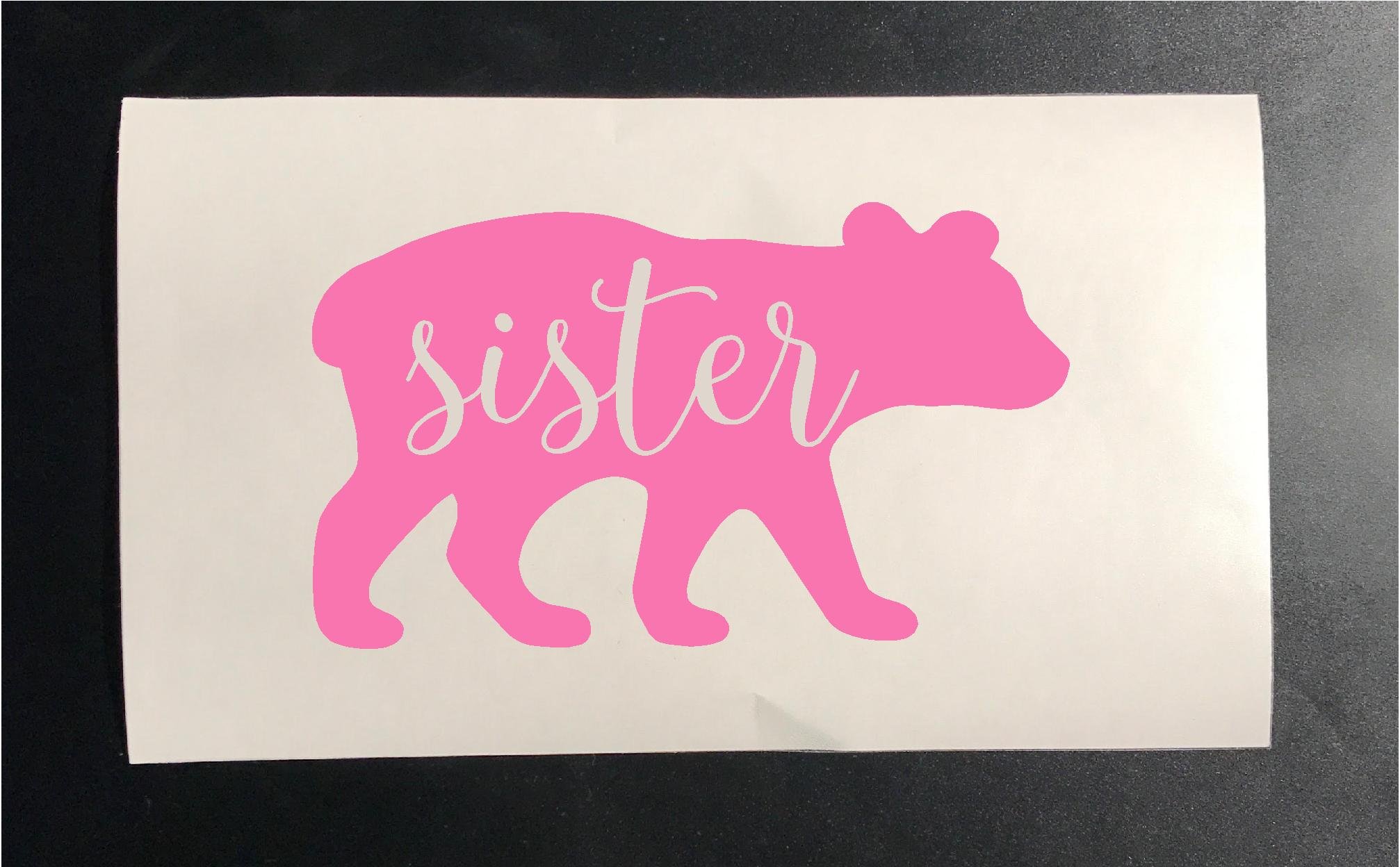 DIY Sister Bear Iron-On Heat Transfer Stencils for T-Shirts & Clothes (Pink) - Perfect for Custom Kids Clothing, DIY Crafts & Personalized Gifts