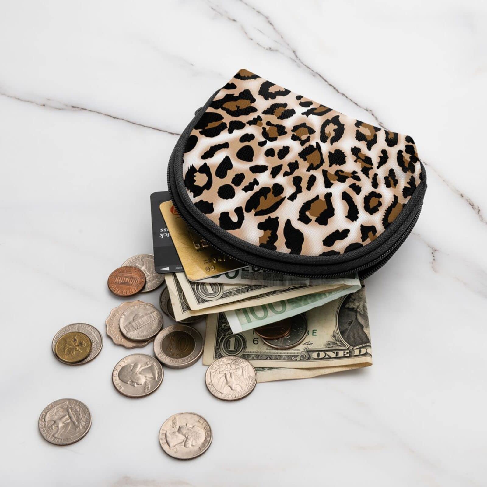 Women's Leopard Print Coin Purse Wallet - Small Zipper Cash Change Bag for Money, Keys, Cards | Cute Cosmetic Bag & Phone Case | Perfect for Everyday Use, Travel, and Gifts