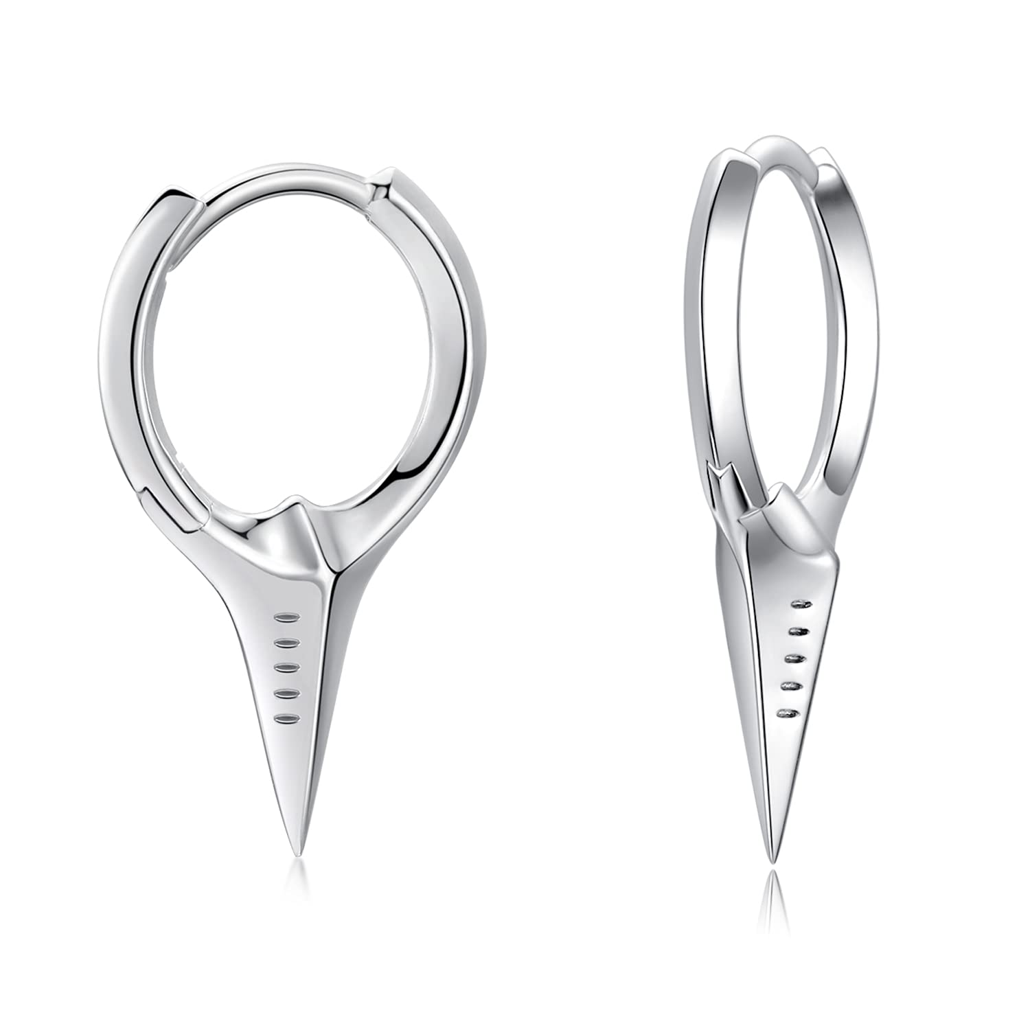925 Sterling Silver Sword Cross Huggie Hoop Earrings - Small Dagger Spike Dangle Drop Hoop Earrings for Women & Men | Punk Jewelry, Gothic Fashion Accessories for Concerts, Parties & Everyday Wear