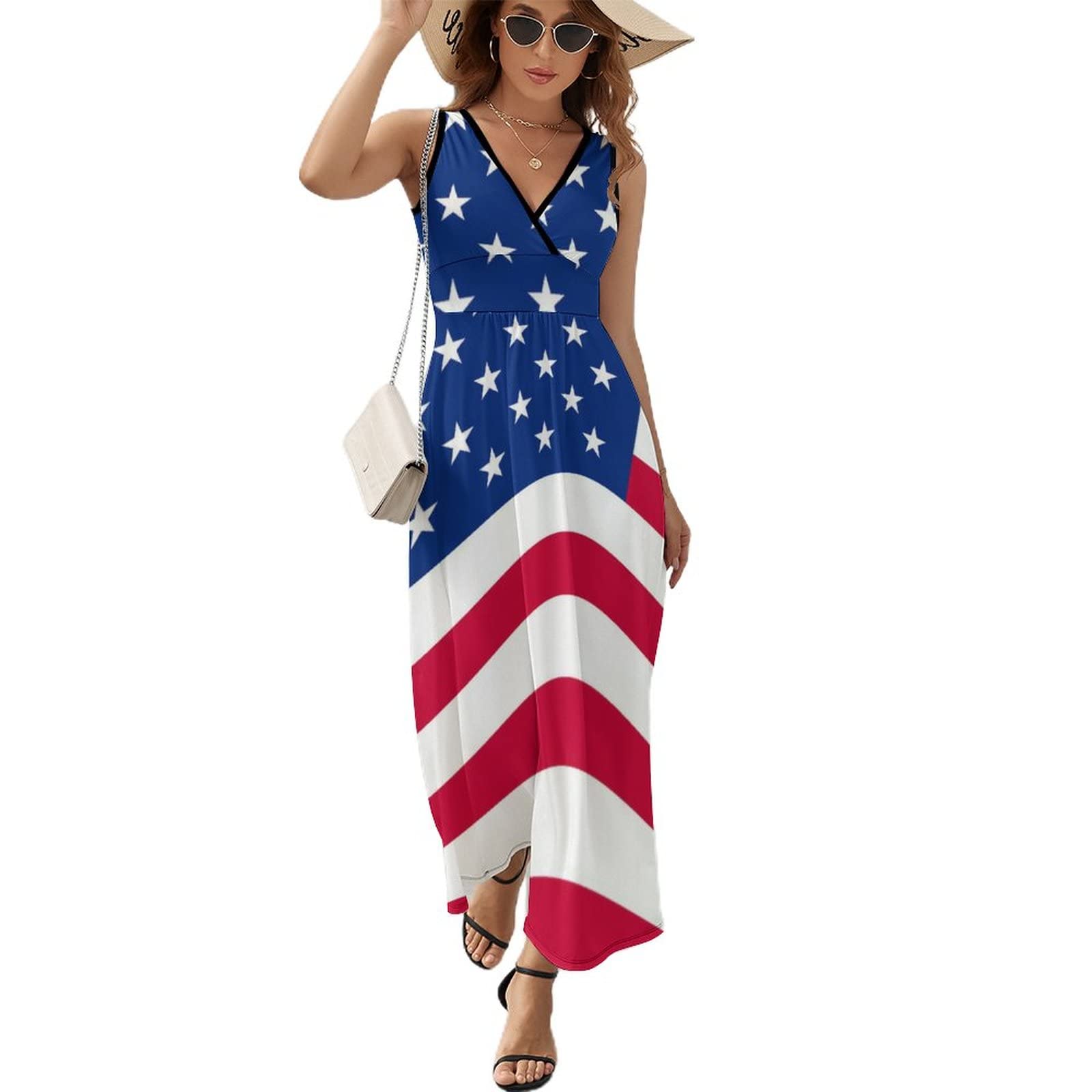 SWEET TANG Women's Elegant Sleeveless High Waist Maxi Dress - Summer Casual Party Wear for Beach, Wedding & Evening Events