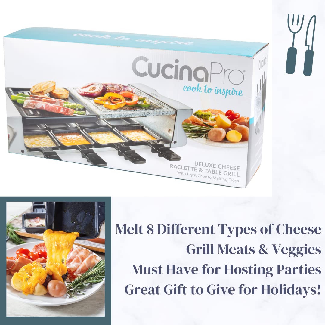 Electric Raclette Grill with Nonstick Plate & Cooking Stone - Indoor Smokeless Korean BBQ Grill for 8 People - Melt Cheese, Cook Meat & Veggies - Perfect for Home Dinner Parties & Family Gatherings