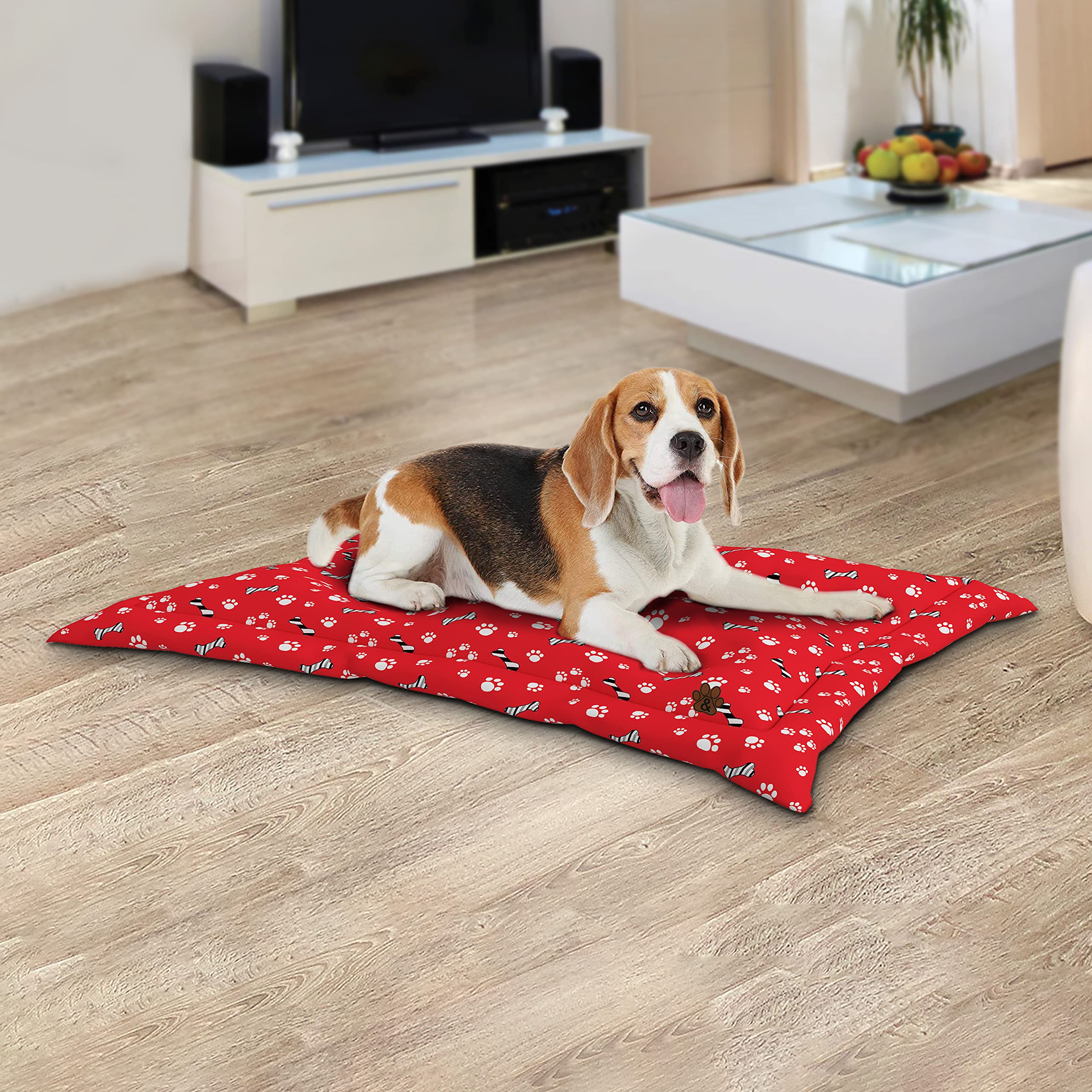 Premium Dog Bed Mat for Large, Medium & Small Dogs & Cats - Non-Slip Bottom, Machine Washable Pet Mattress (Pattern 02, Large) - Perfect for Crates, Floors & Pet Carriers