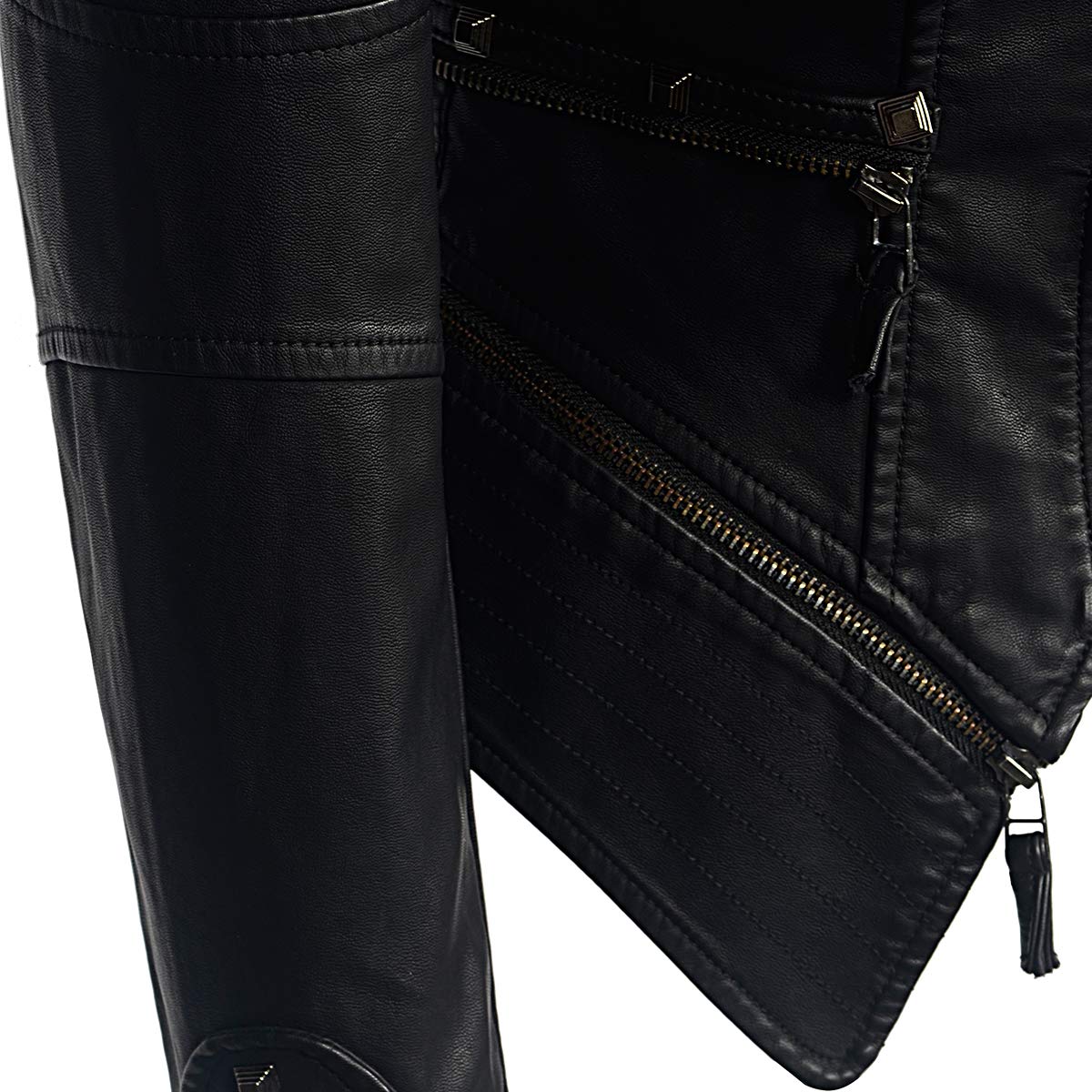 ZJX Women's Classic Rivet Zipper Dovetail Leather Jacket - Motorcycle Biker Jacket for Casual & Stylish Outfits (XL, Black) - Perfect for Riding, Night Out & Street Fashion