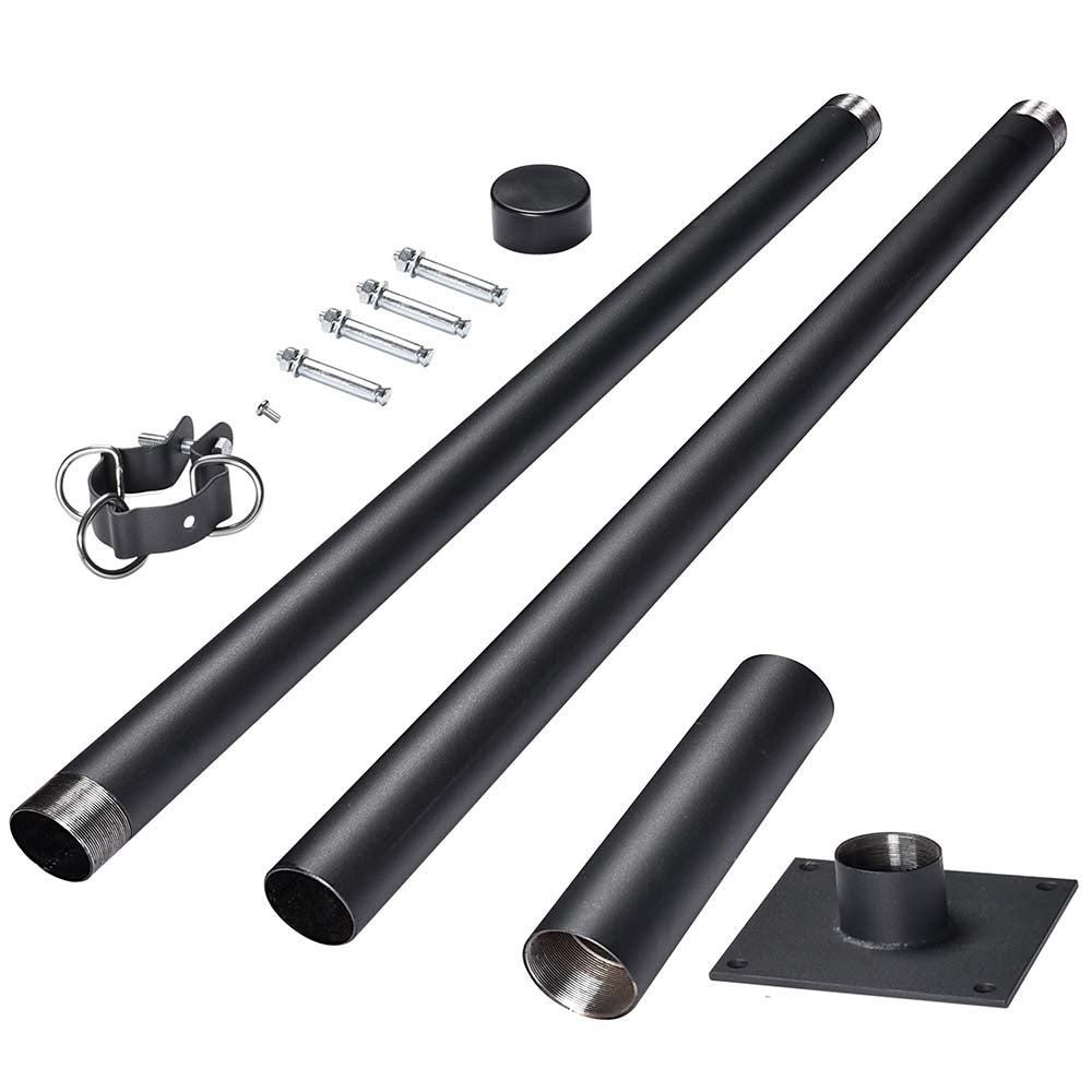 TheLAShop Heavy Duty Shade Sail Post Pole Kit with Base Plate, D Ring & Clamp - Perfect for Backyard, Patio, and Poolside Sun Protection