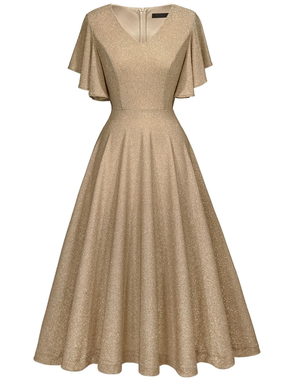 2024 Women's Sleeved Bridesmaid Cocktail Dresses - Elegant Midi Formal Gown for Wedding Guest, Tea Party & Special Occasions