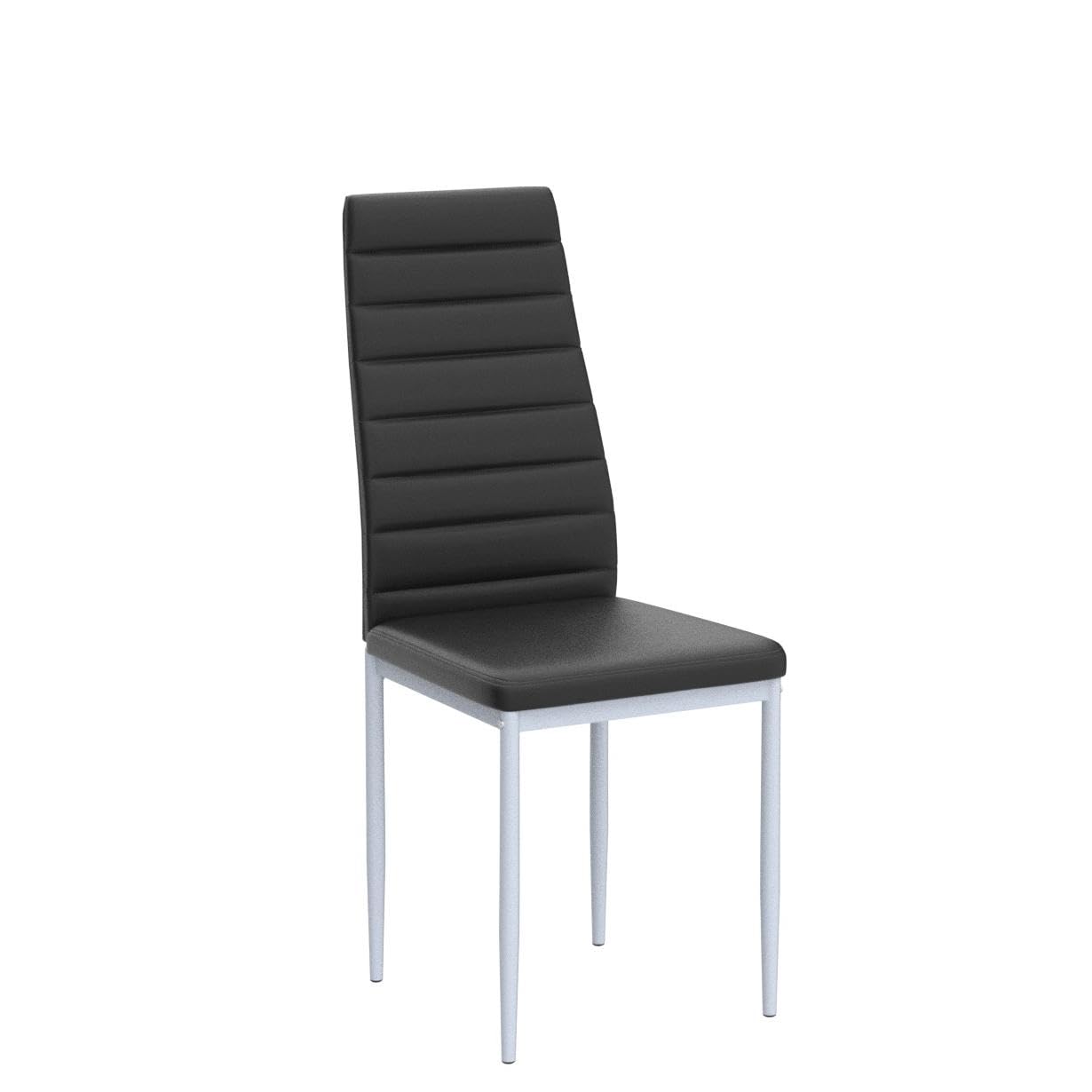KOTEK PU Leather Dining Chairs Set of 4 - Ergonomic High Back Upholstered Side Chairs with Sturdy Steel Frame - Perfect for Kitchen, Dining Room, Restaurant & Office Use (Black)