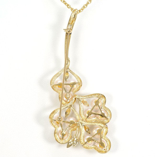 18K Yellow Gold Akoya Pearl and Diamond Convertible Necklace & Brooch - Elegant Jewelry for Weddings, Parties and Special Occasions