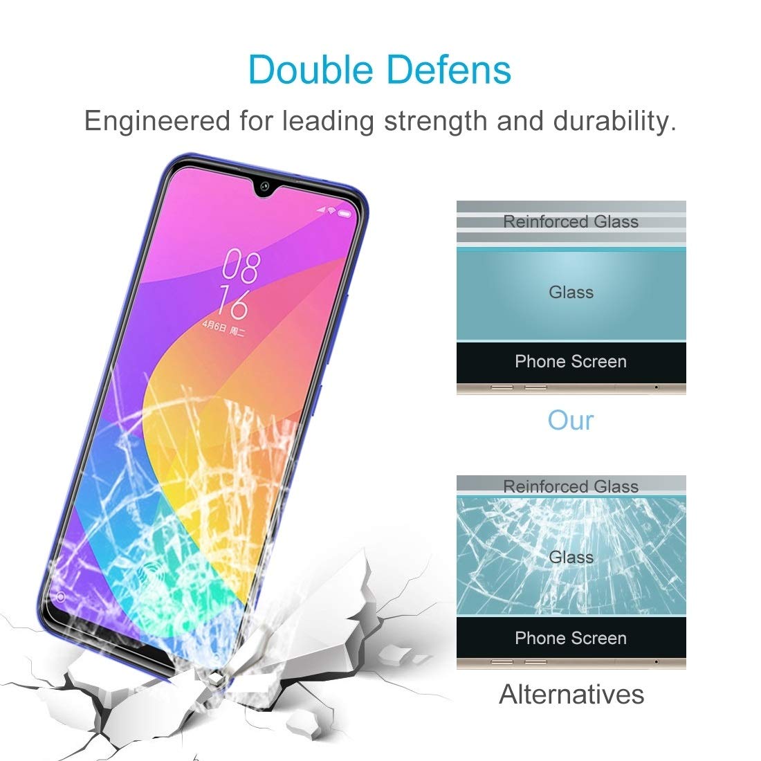 Xiaomi Mi CC9e Tempered Glass Screen Protector - 50 PCS Half-Screen Transparent Film for Ultimate Protection | Perfect for Daily Use, Gaming & Work