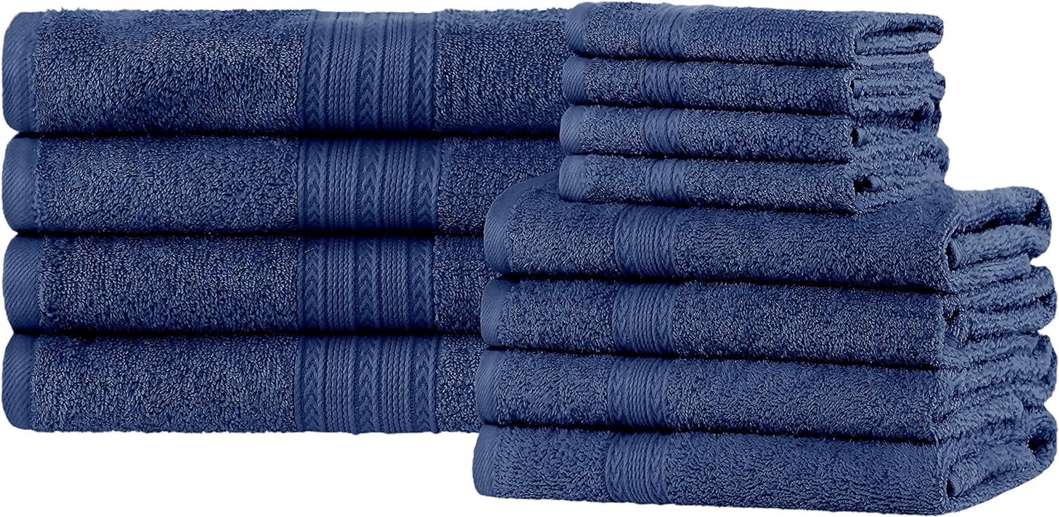 Premium 12-Piece Organic Cotton Towel Set | Soft, Eco-Friendly & Absorbent Bath Towels for Spa, Gym & Home Use