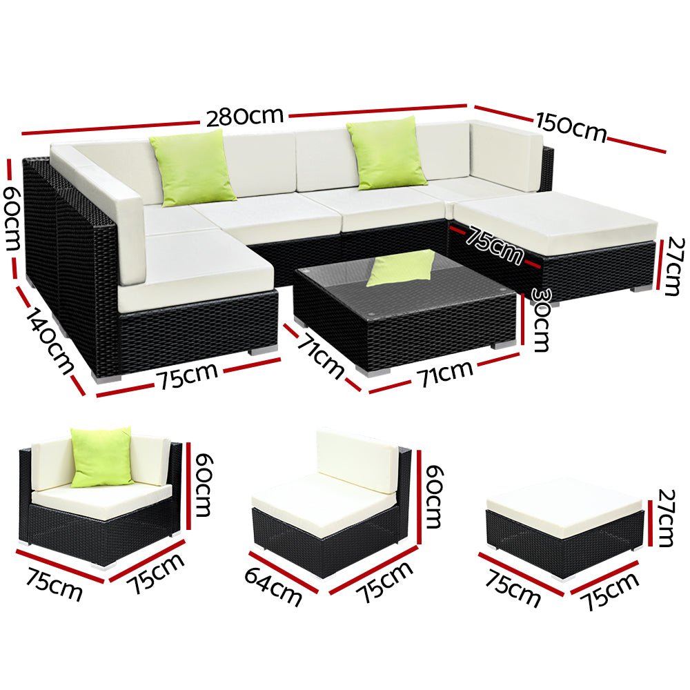 7-Piece Outdoor Wicker Sofa Set with Cushions - Patio Furniture for Garden, Poolside, and Backyard Relaxation