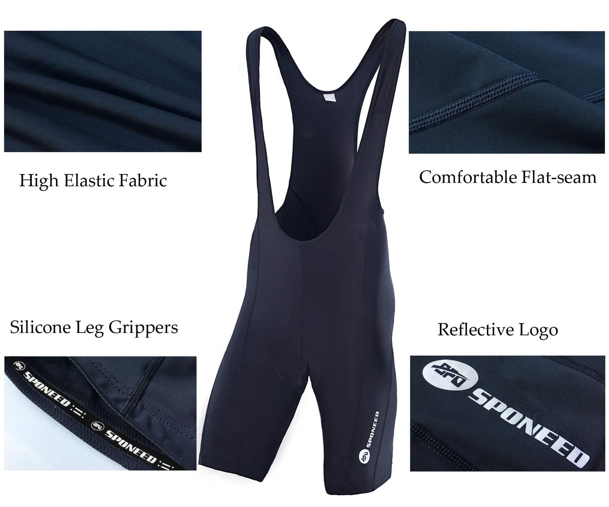 Sponeed Men's Cycling Bib Shorts - UPF 50+ Padded Breathable Bike Shorts for Road Racing & Training - Perfect for Long Distance Cycling & Indoor Spinning Workouts