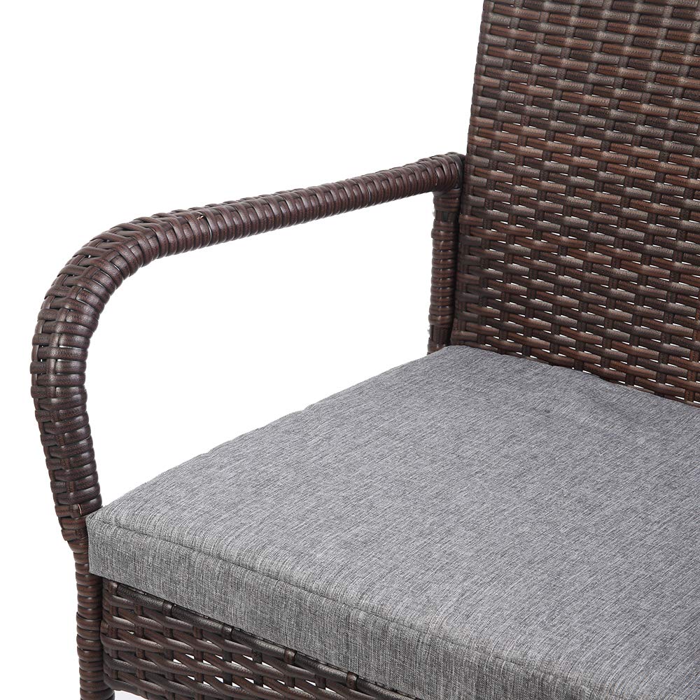VINGLI 2-Piece Outdoor Wicker Bar Stool Set with Cushions - 30