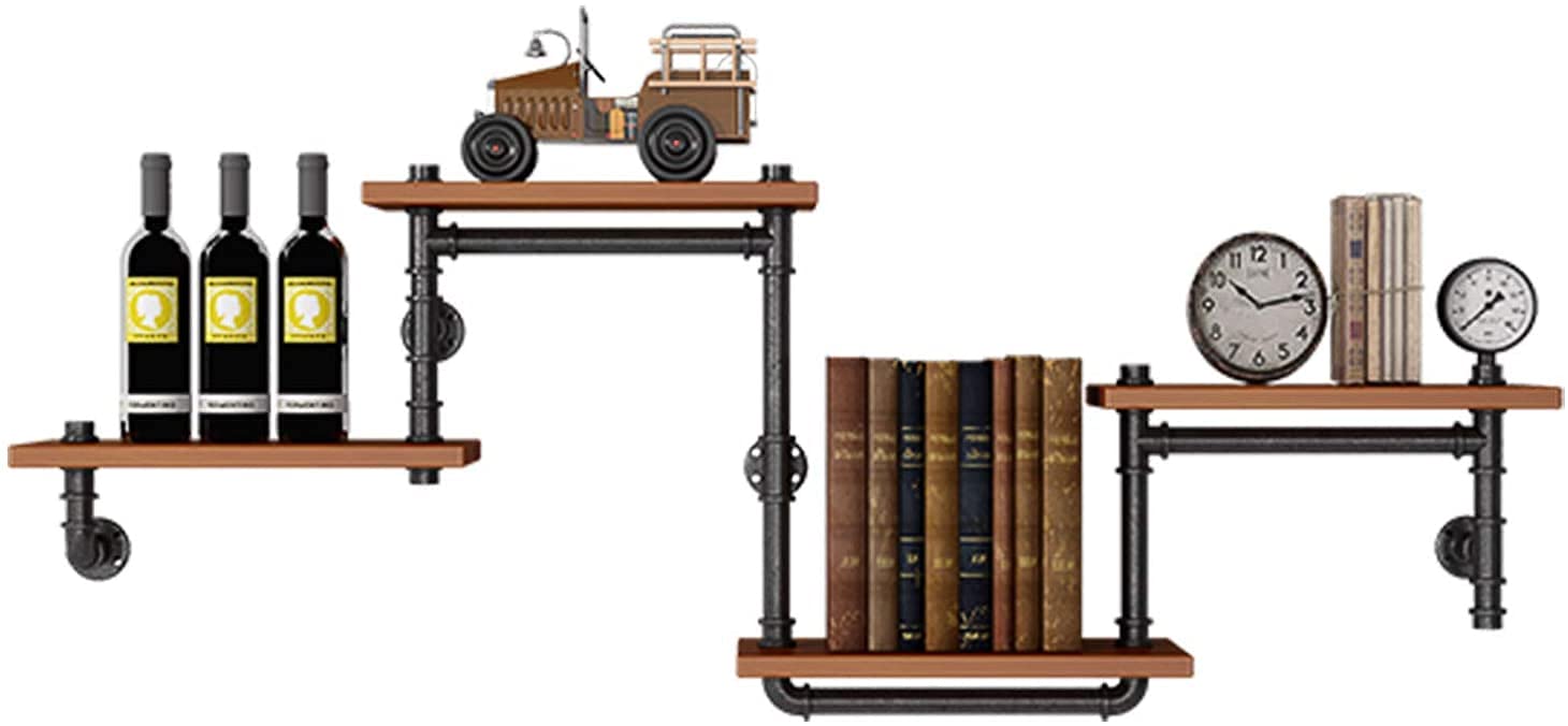 Industrial Pipe Wall Mounted Wine Rack - Rustic Wood Wine Storage Shelf for Kitchen, Living Room & Home Decor | Perfect for Wine Collection Display & Entertaining Guests
