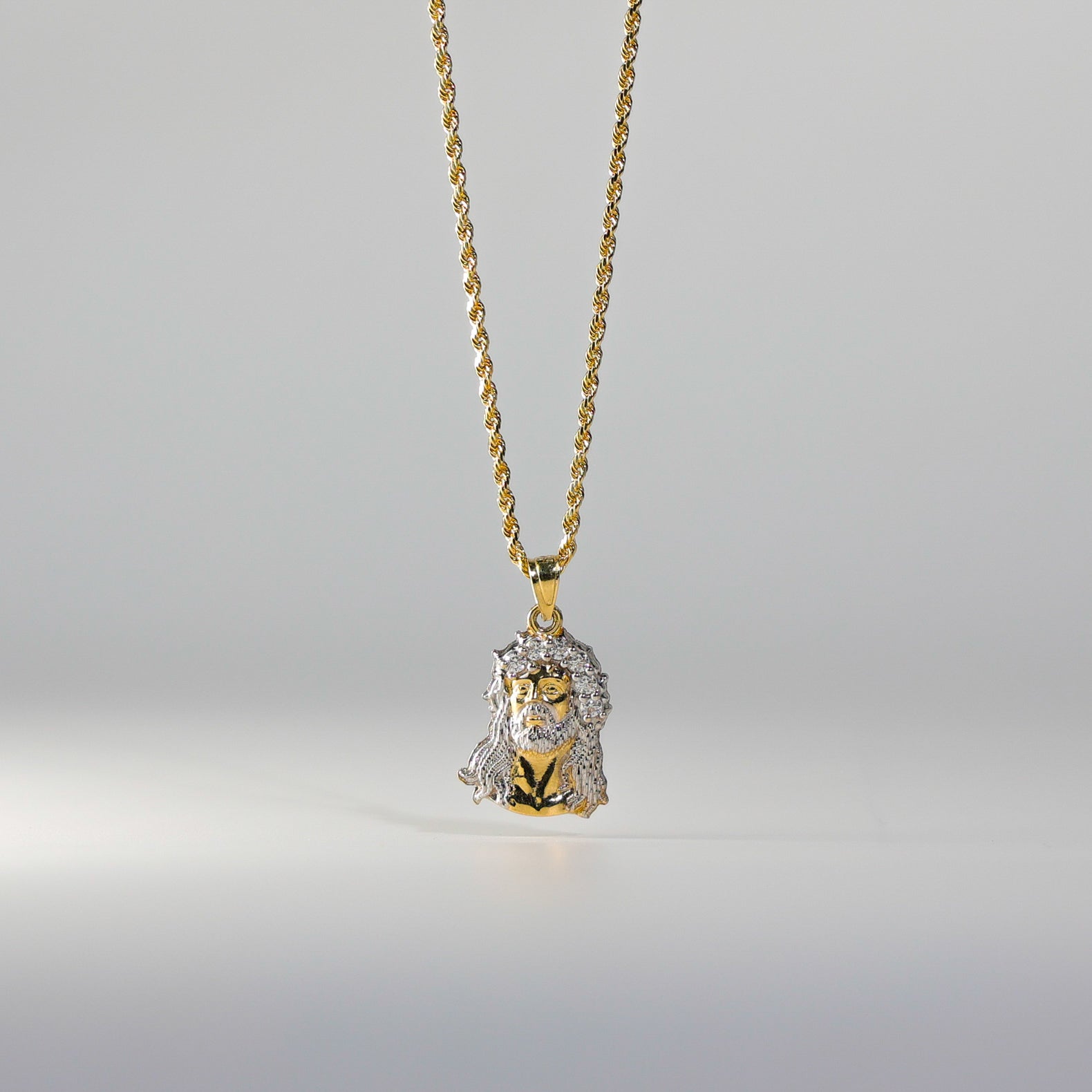 Gold CZ Jesus Christ Head Pendant Necklace - Model 1184 | Religious Jewelry for Men & Women, Perfect for Church, Baptism & Daily Wear