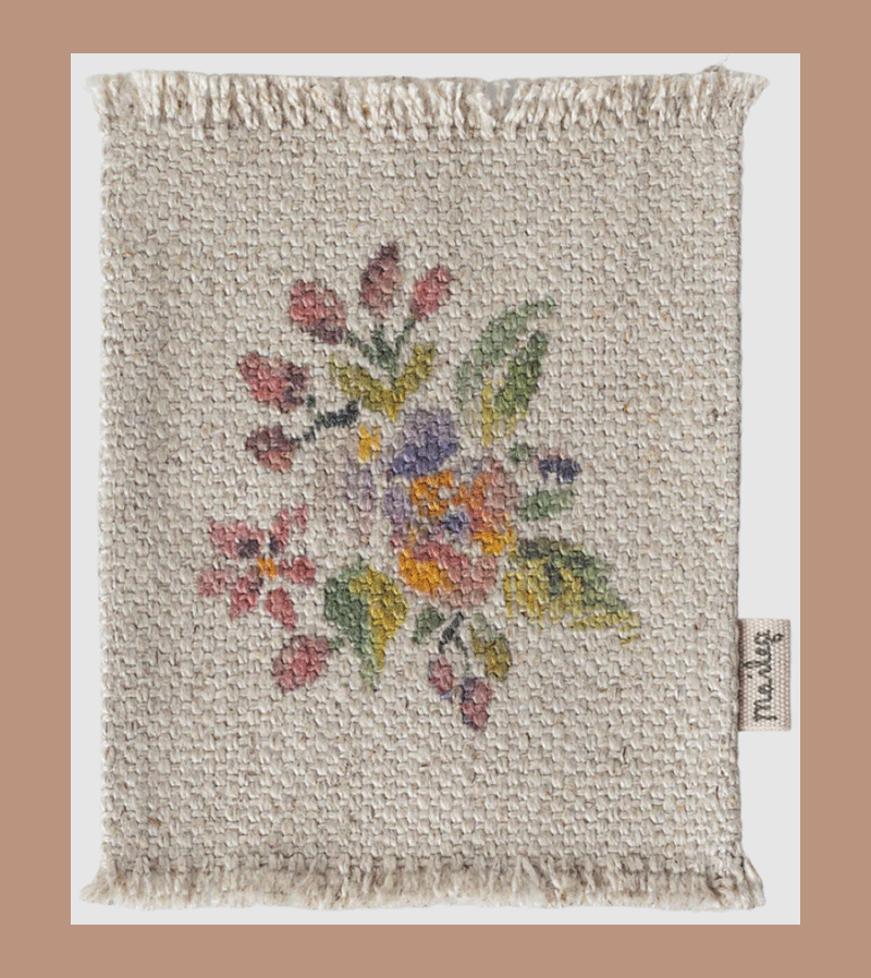 Maileg Small Flowers Rug - Soft Floral Nursery Rug for Baby Room Decor, Playroom & Kids Bedroom - Non-Slip Play Mat for Toddlers