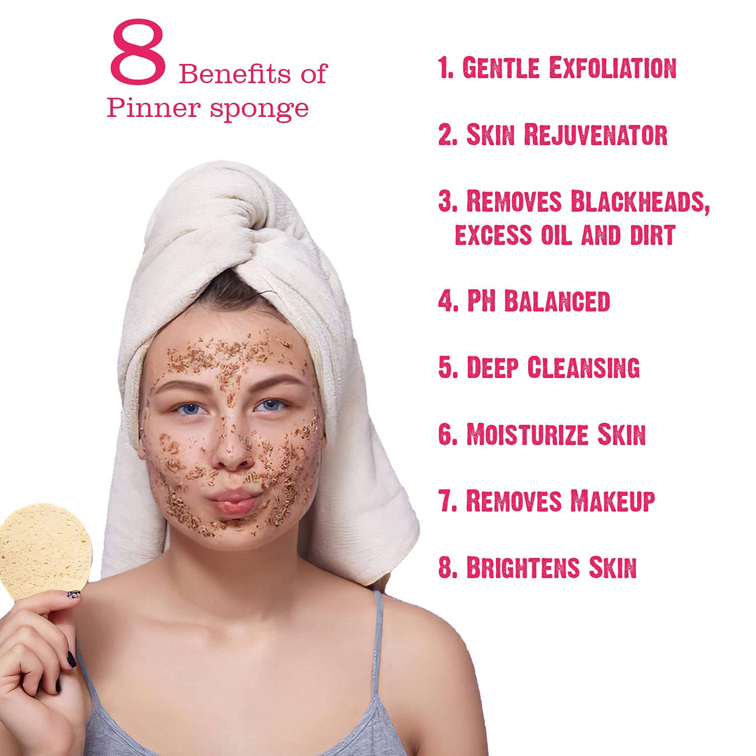 Soft Pinner Face Cleaning Sponge with Adjustable Headband | Gentle Makeup Remover & Facial Cleansing Puff | Hypoallergenic & Reusable | Perfect for Daily Skincare & Travel (Multicolor)