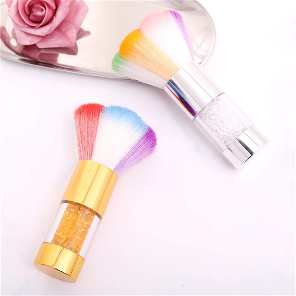 Glitter Nail Dust Brush Remover - Gold Fiber Hair for Manicure & Salon Care