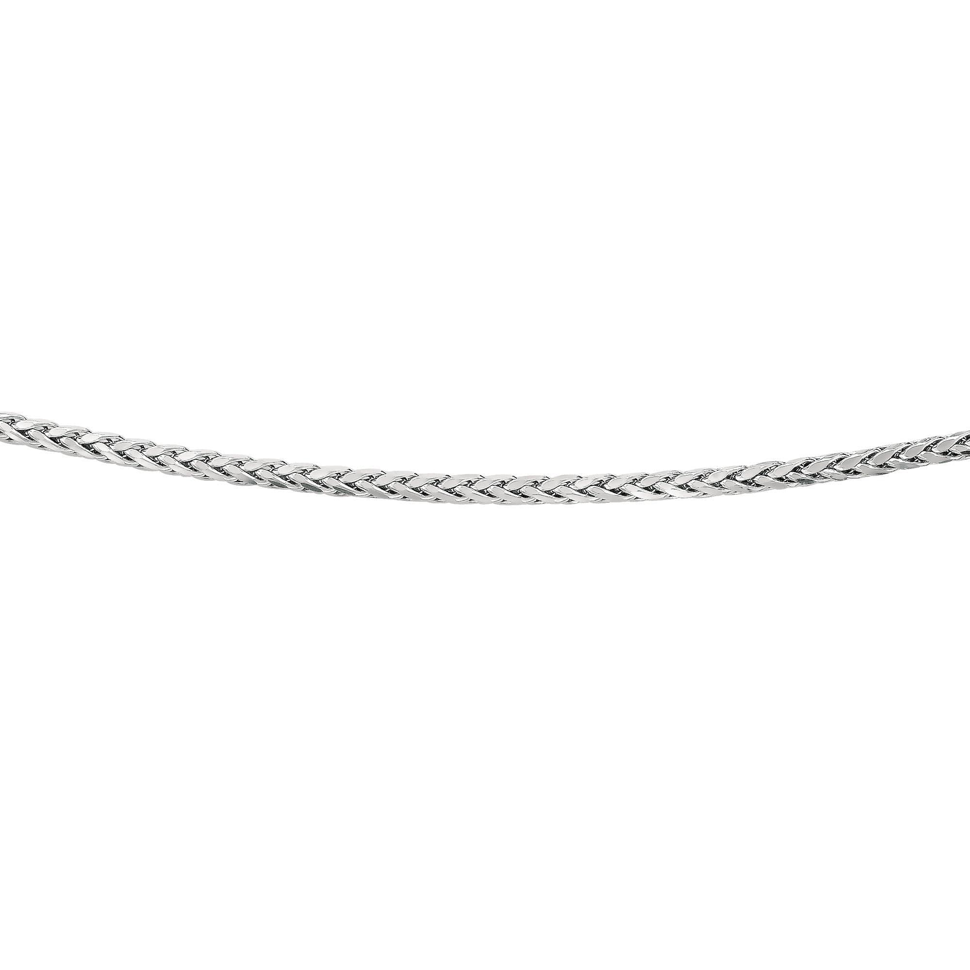 Diamond Deal Sterling Silver 4.1mm Semi-Solid Wheat Chain Necklace with Lobster Clasp, Rhodium Plated Unisex Jewelry (20-24 Inch) - Perfect for Gifts, Weddings & Everyday Wear