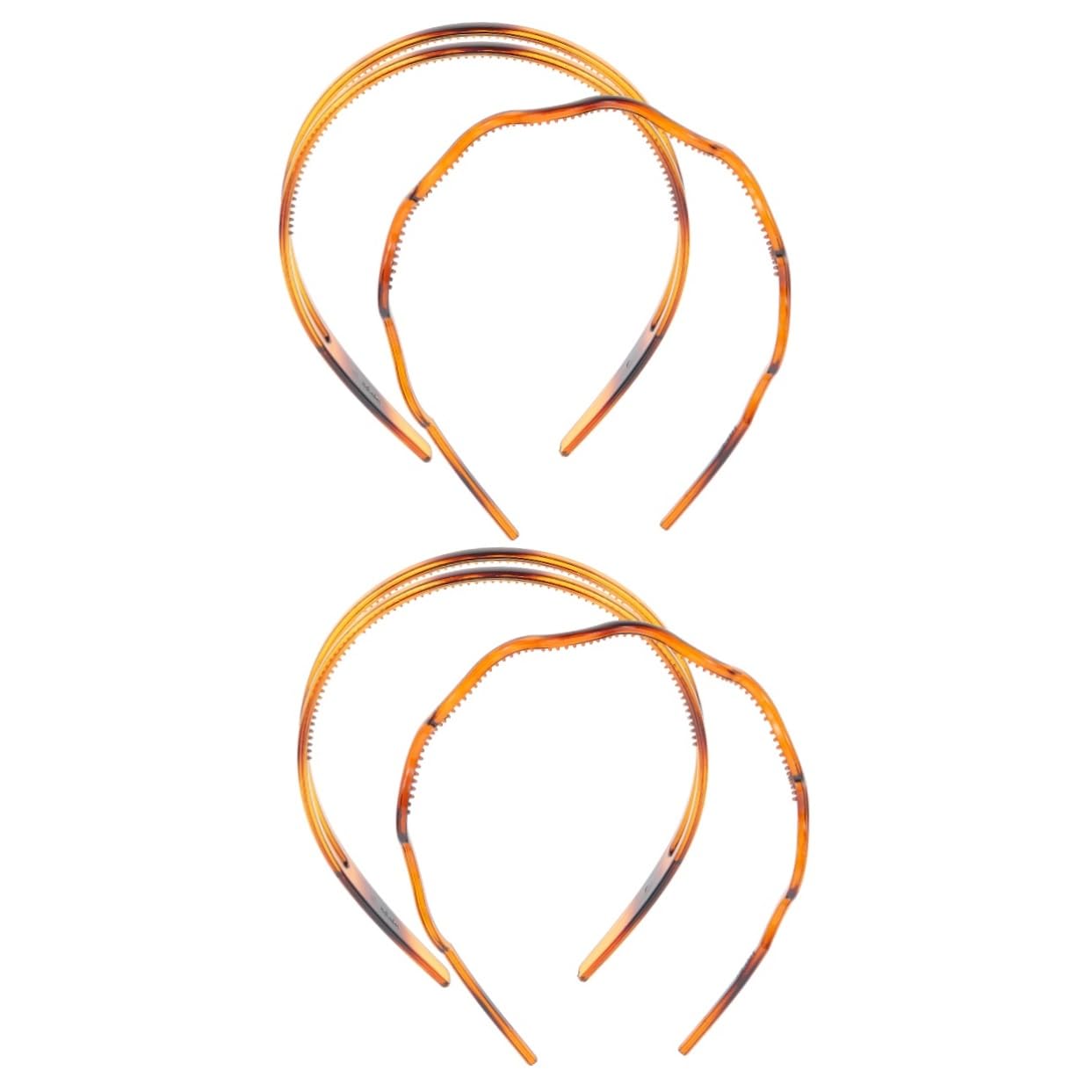 Beavorty 4-Pack Black Wavy Hair Hoop Scrunchies - Women's Hair Accessories, Teeth Hair Hoops, Pretty PP Sports Headbands for Workout, Yoga & Everyday Use