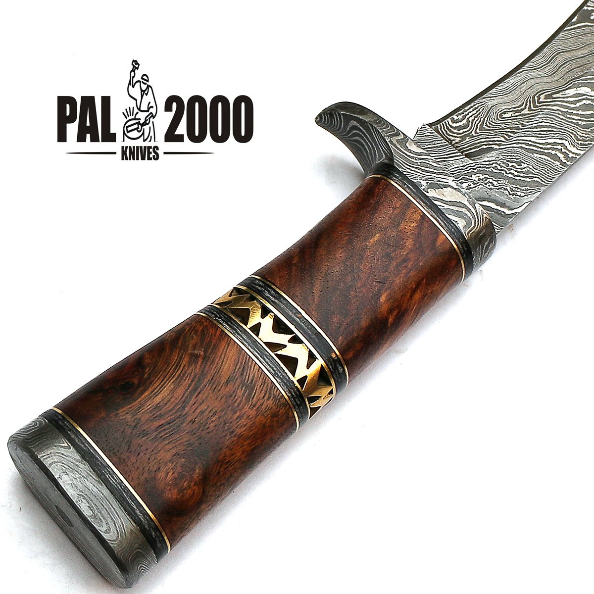 Custom Handmade Damascus Steel 12 Inch Hunting Knife with Sheath - PAL 2000 HUN-9289 | Durable Outdoor Survival Tool for Camping, Hunting & Bushcraft