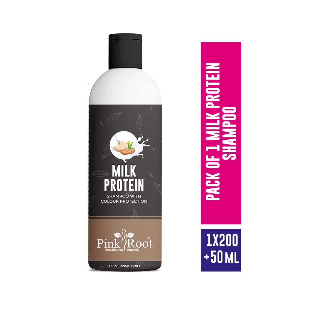 Pink Root Milk Protein Shampoo for Hair Growth & Repair - 250ml (200+50ml Bonus) - Sulfate Free & Color Safe - Perfect for Dry, Damaged & Color-Treated Hair - Home & Salon Use