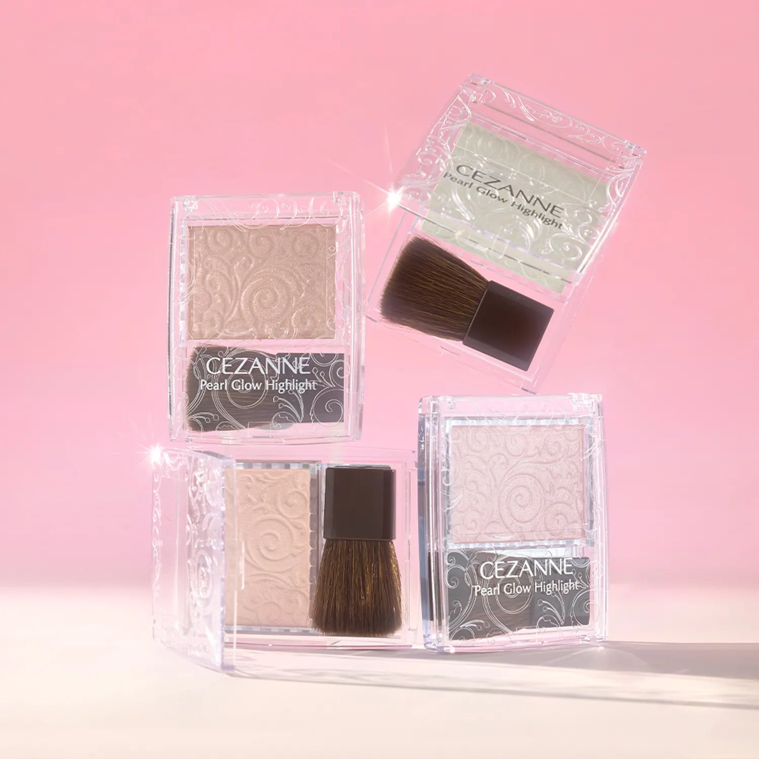 CEZANNE Pearl Glow Highlighter 2.4g - 4 Shimmering Shades for Face & Body | Natural Glow Makeup for Cheekbones, Nose & Collarbone | Perfect for Daily Wear & Special Occasions