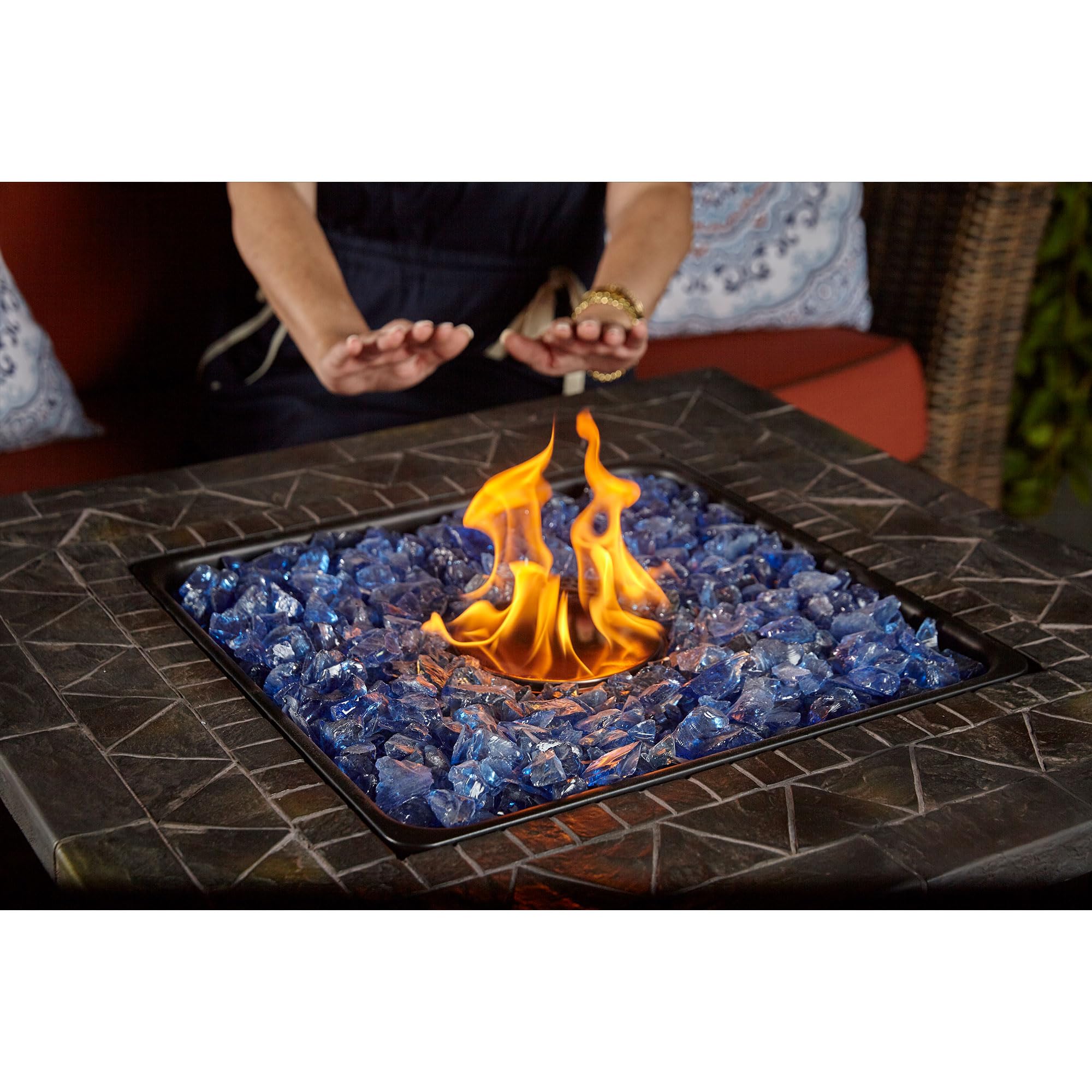 Endless Summer GAD1401GB Blue Glass LP Gas Outdoor Fire Pit - Perfect for Patio, Backyard, and Camping Gatherings