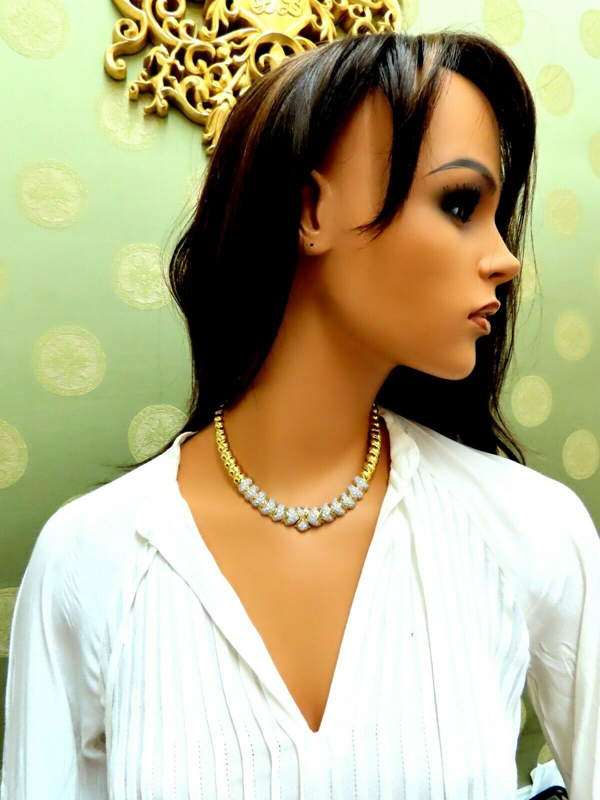 7.00ct Natural Round Diamond Hinged Statement Necklace in 18K Gold - Elegant Jewelry for Weddings, Anniversaries & Special Occasions