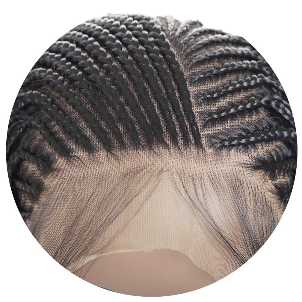 Extra Long 32inch Braided Box Braids Wigs for Black Women - 13x4 Lace Front Synthetic Hair Wig with Baby Hair & Hand-Tied Locs - Lightweight Micro Braid Crochet Wig (Natural Black, 80cm) for Daily Wear, Parties & Protective Hairstyles