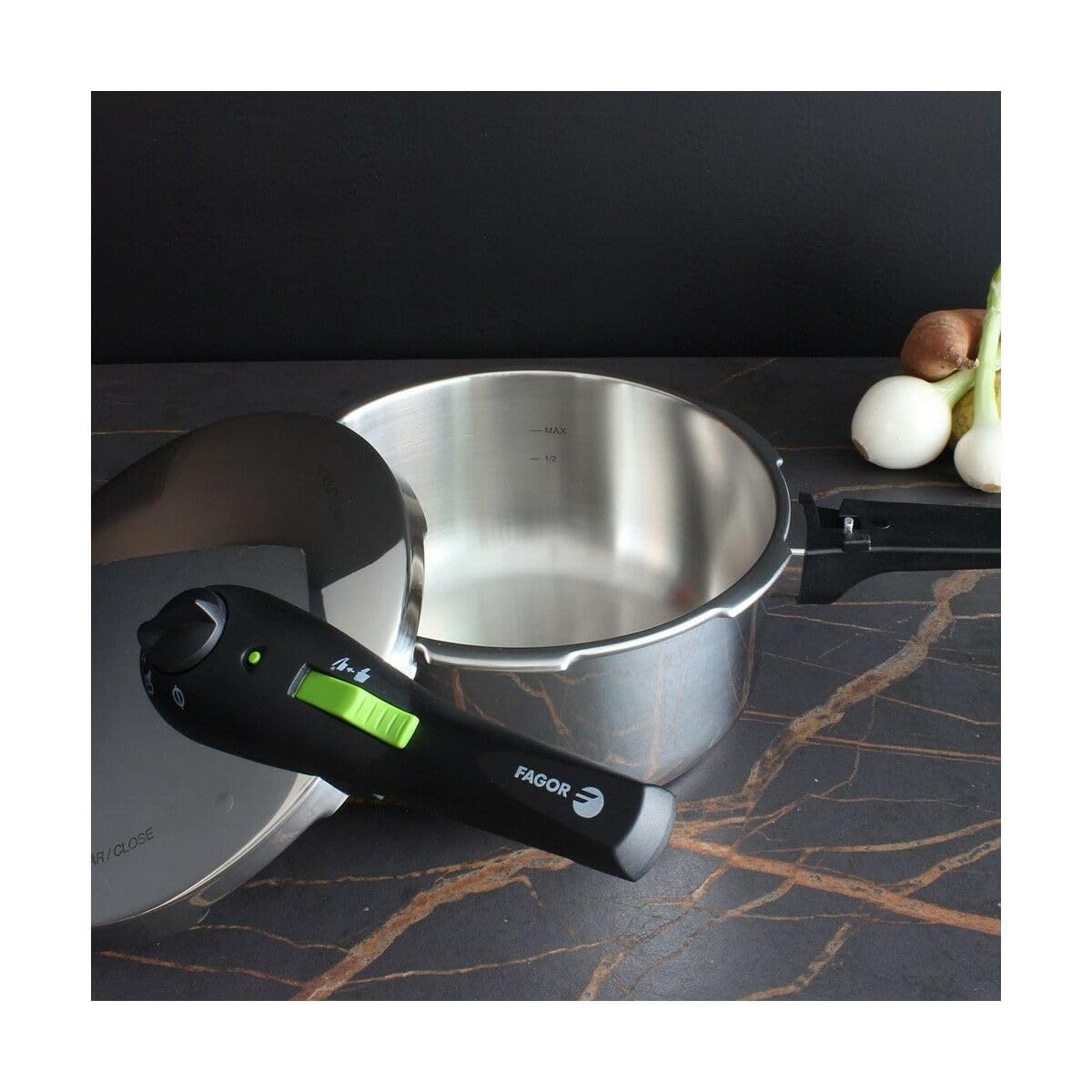 Fagor Rapid Xpress 6L Stainless Steel Pressure Cooker for Induction Cooktops - 18/10 Steel, Thermo Diffuser Bottom, 2 Pressure Levels & 5 Safety Systems | Fast Cooking for Soups, Stews & Family Meals | Perfect for Home Chefs & Busy Families
