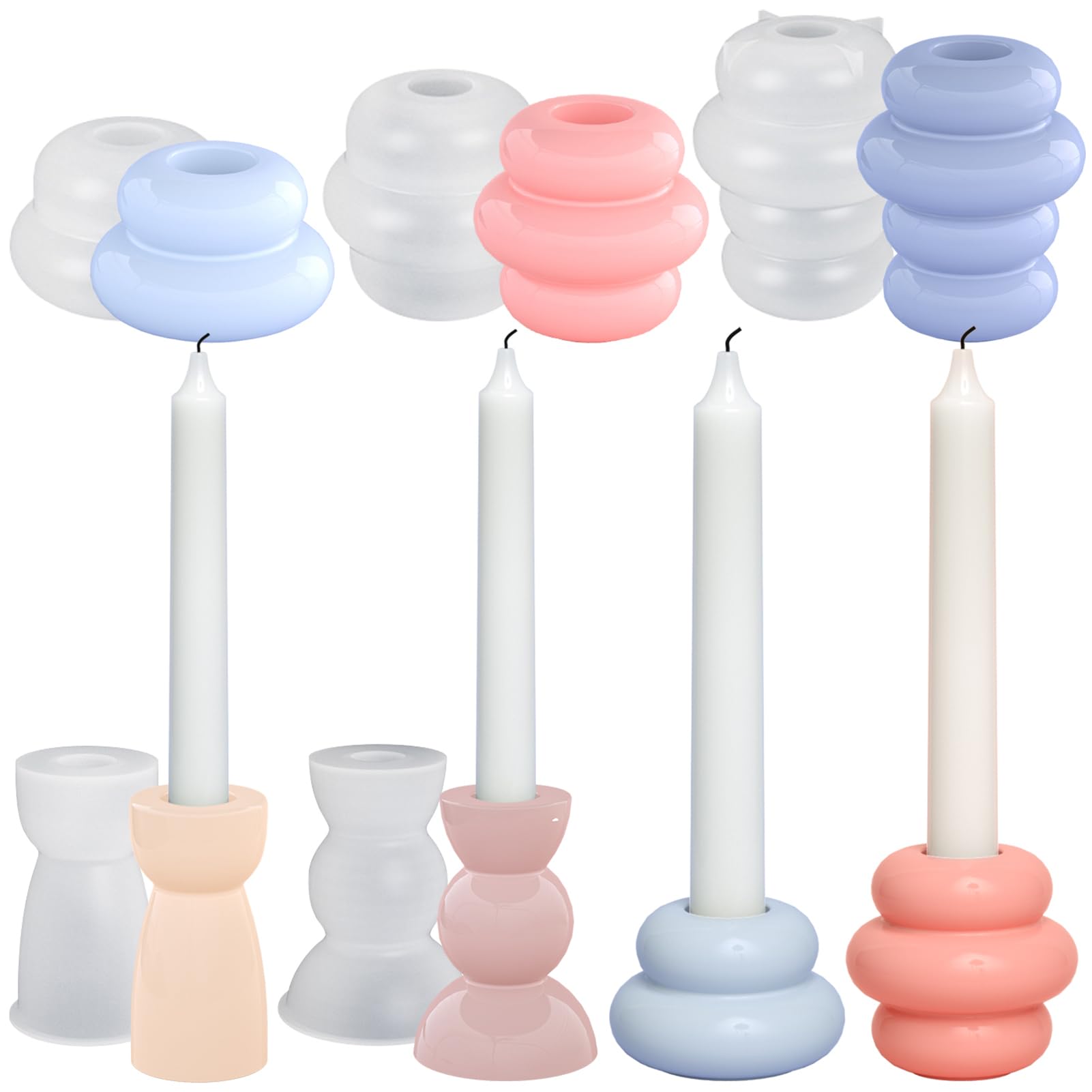 5-Piece Round Silicone Candle Holder Molds Set for DIY Epoxy Resin Casting & Clay Crafts - Perfect for Party Centerpieces, Dinner Table Decor, and Home Decoration